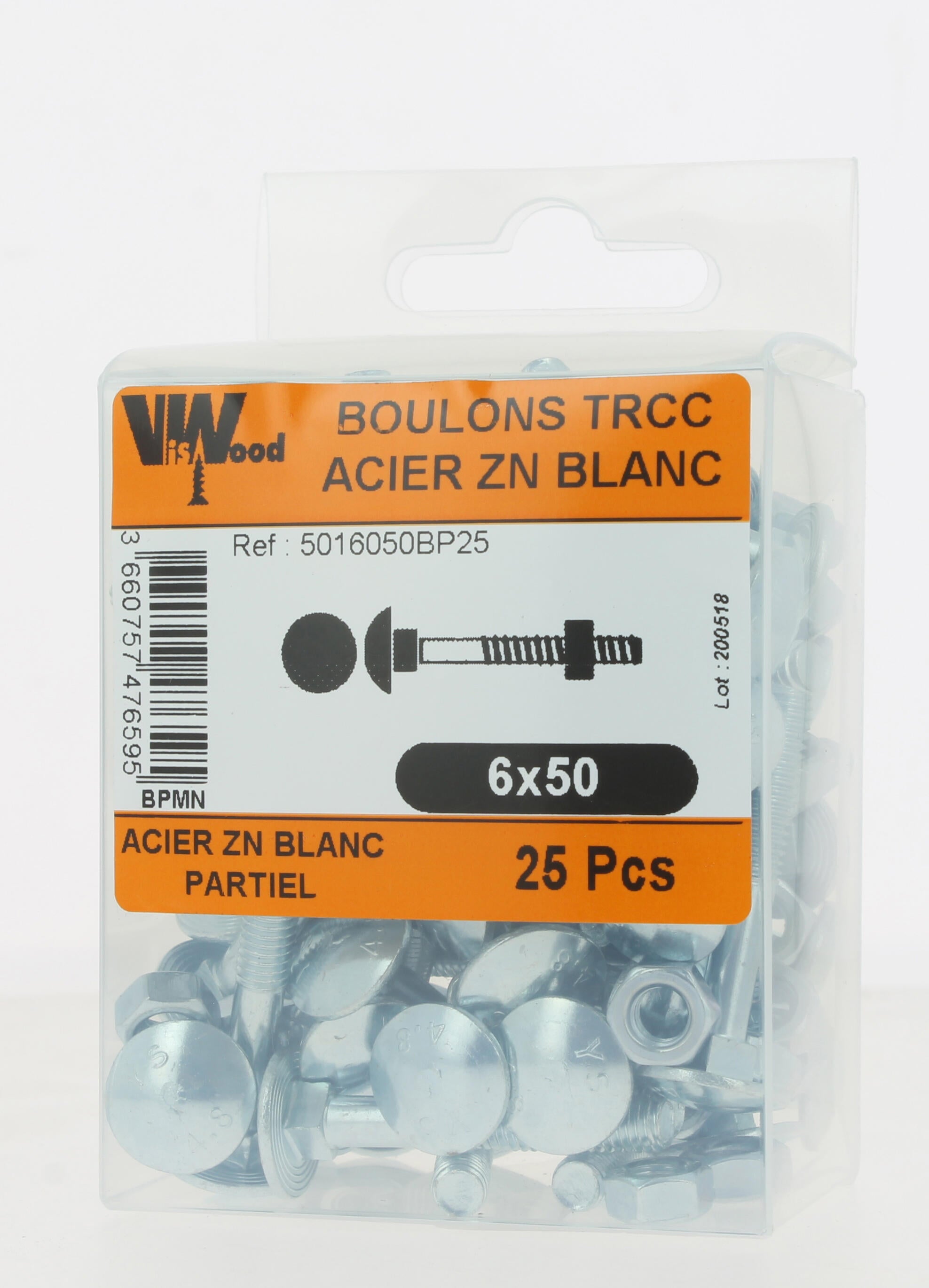 Boulon Diam.6 mm tête ronde collet carré Boîte de 25 - VISWOOD - 3