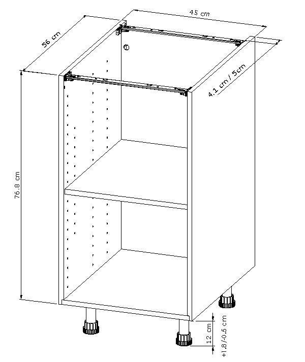 Caisson bas de cuisine l.45 x H.76,80 x P.56 cm Blanc - 3
