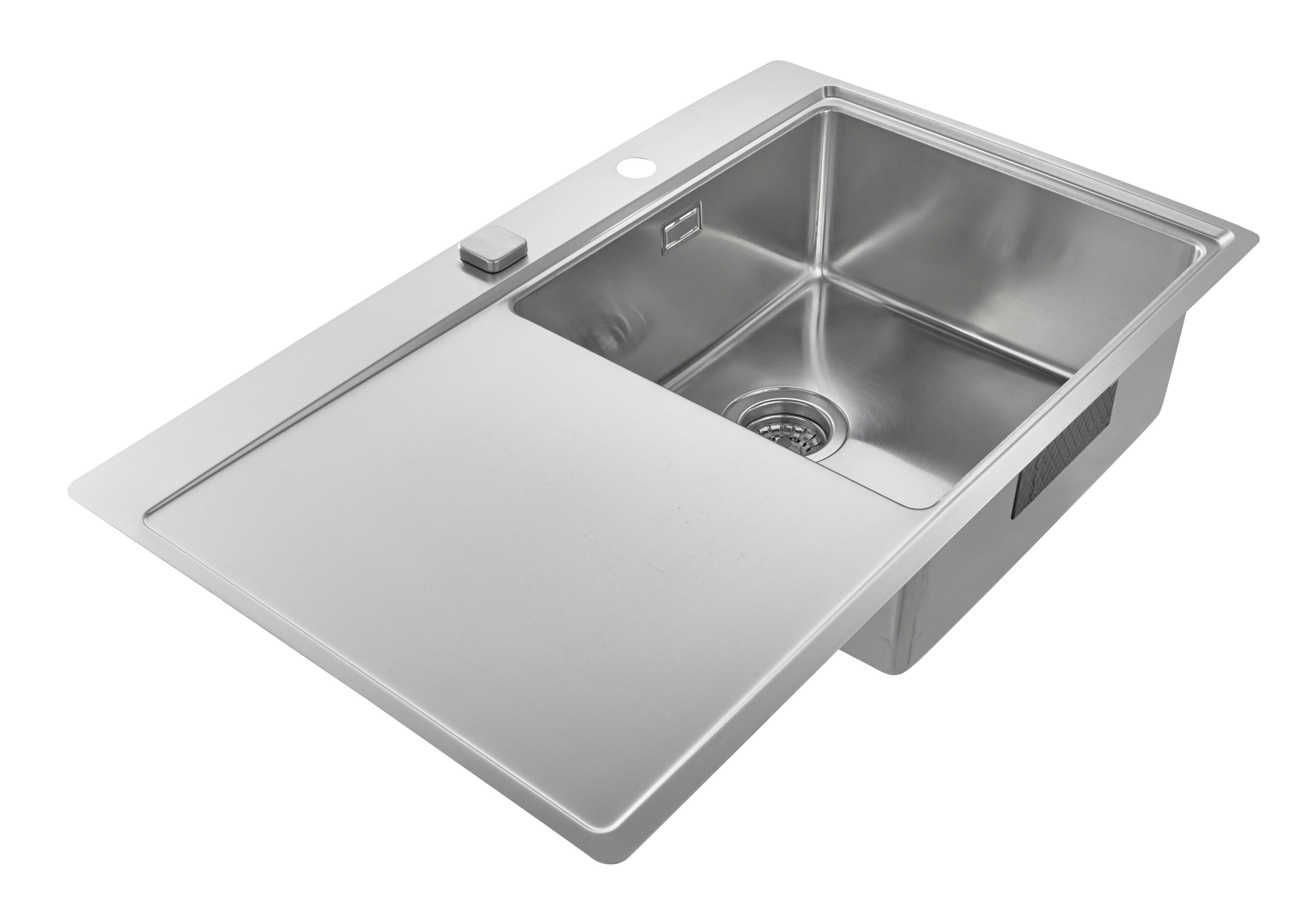 Evier à encastrer 1 cuve à droite en Inox satiné - 