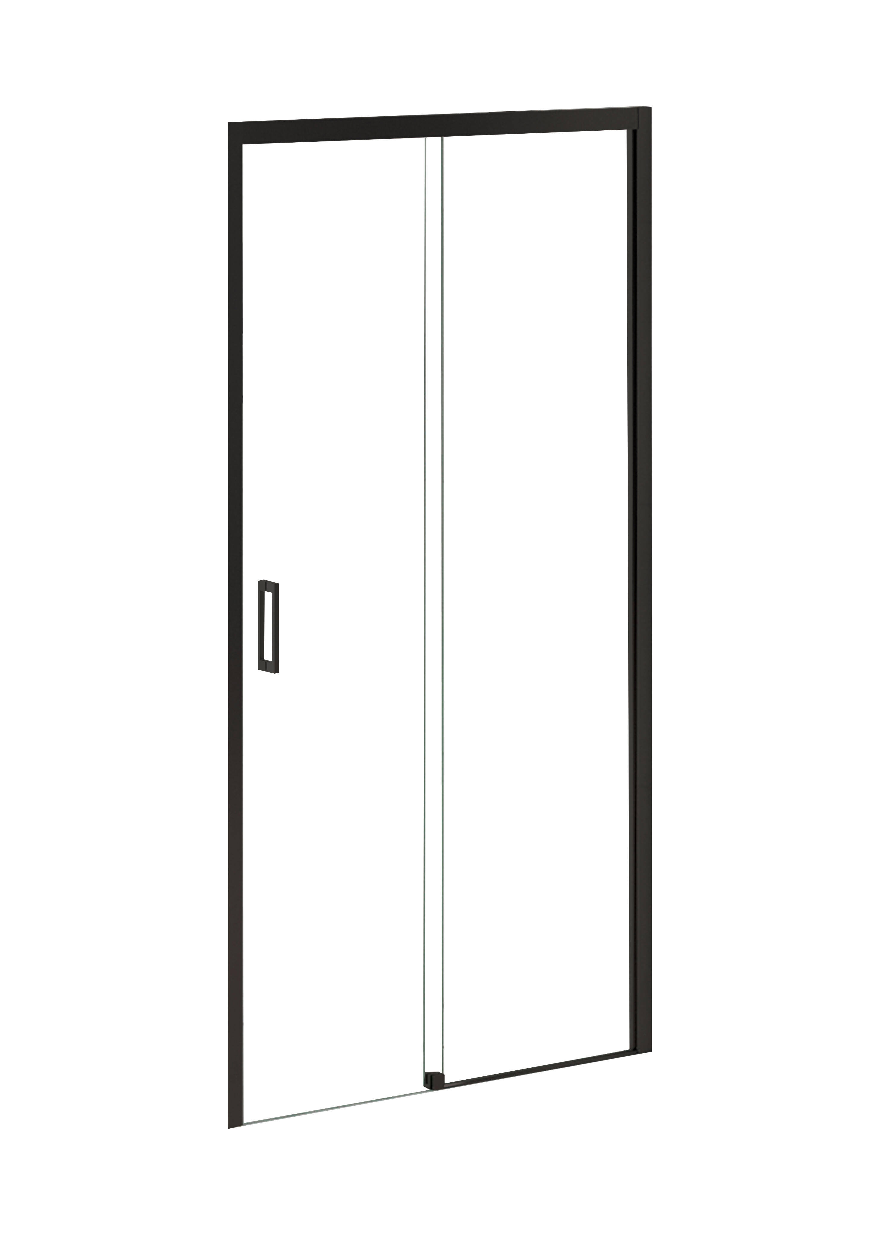 Paroi de douche coulissante noire L.120 x H.200 cm verre trempé transparent Ep.6 mm - Athènes - 2