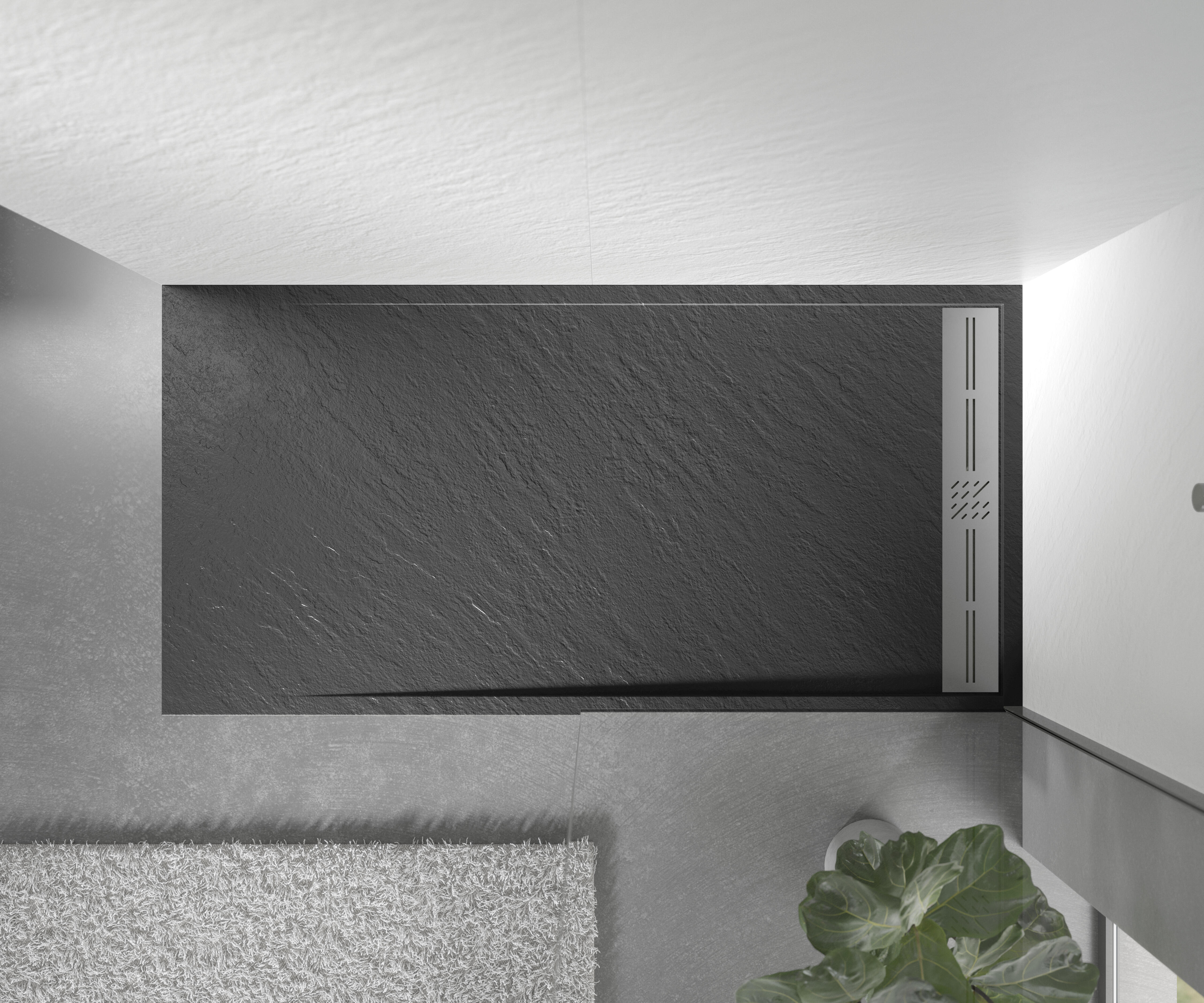 Receveur de douche extra-plat L.120 x l.90 cm Ep.2,7 cm résine gris anthracite Senstures Caniveau - 3
