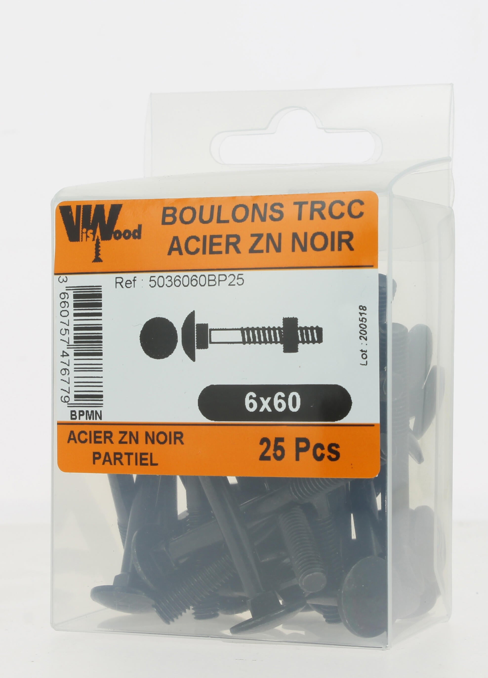 Boulon bois acier zingué Diam. 6 x 60 mm Boîte de 25 - VISWOOD - 2