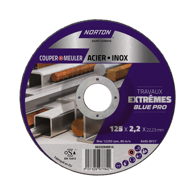 Disque à ébarber et tronçonner pour métal Diam. 125 mm - NORTON EXTREMES