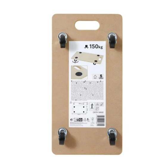 Plateau roulant bois charge supportée 150 kg 57,5 x 29 cm - 5