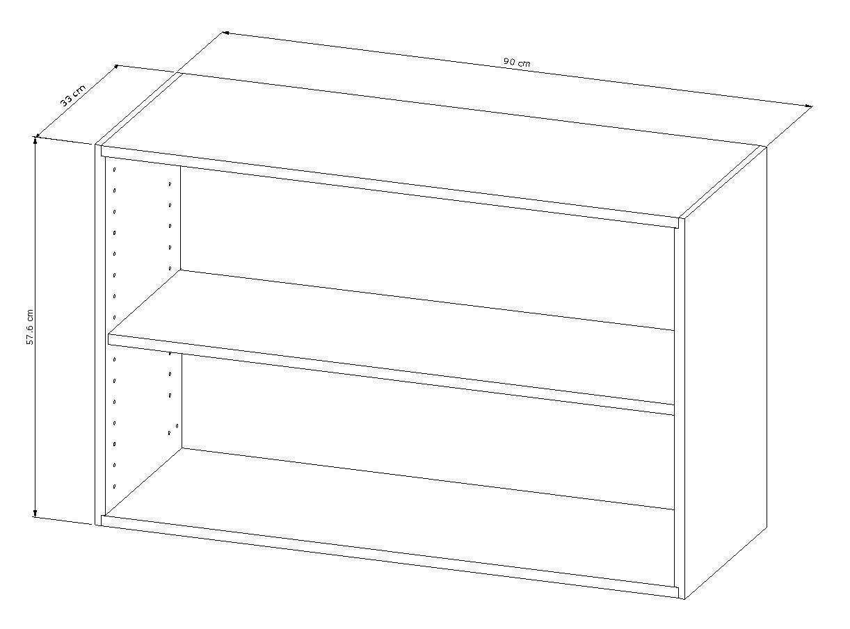 Caisson haut de cuisine l.90 x H.57,60 x P.33 cm Gris - 3