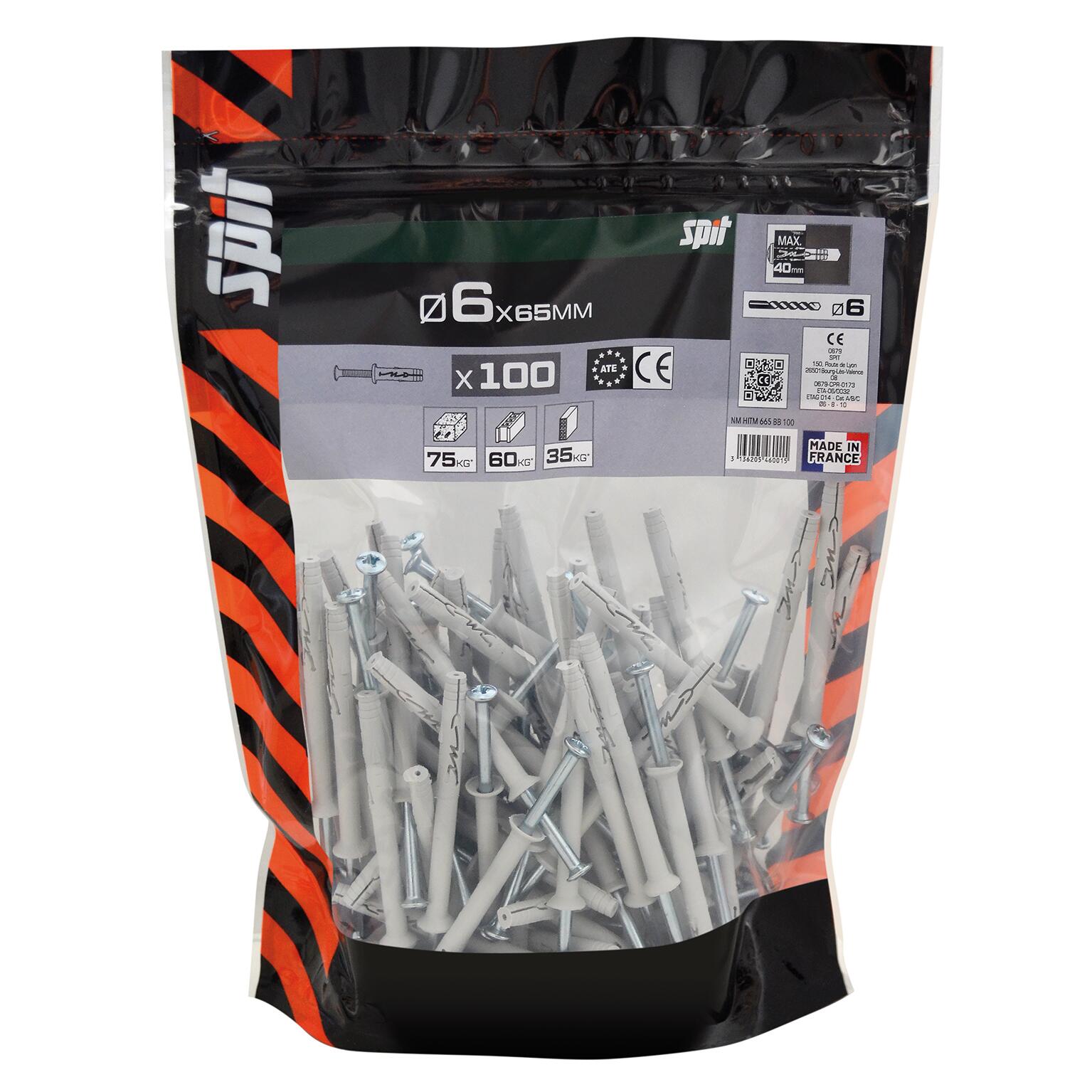 Cheville à frapper multi-matériaux Diam.6 mm x 65 mm - SPIT HITM (lot de 100) - 2