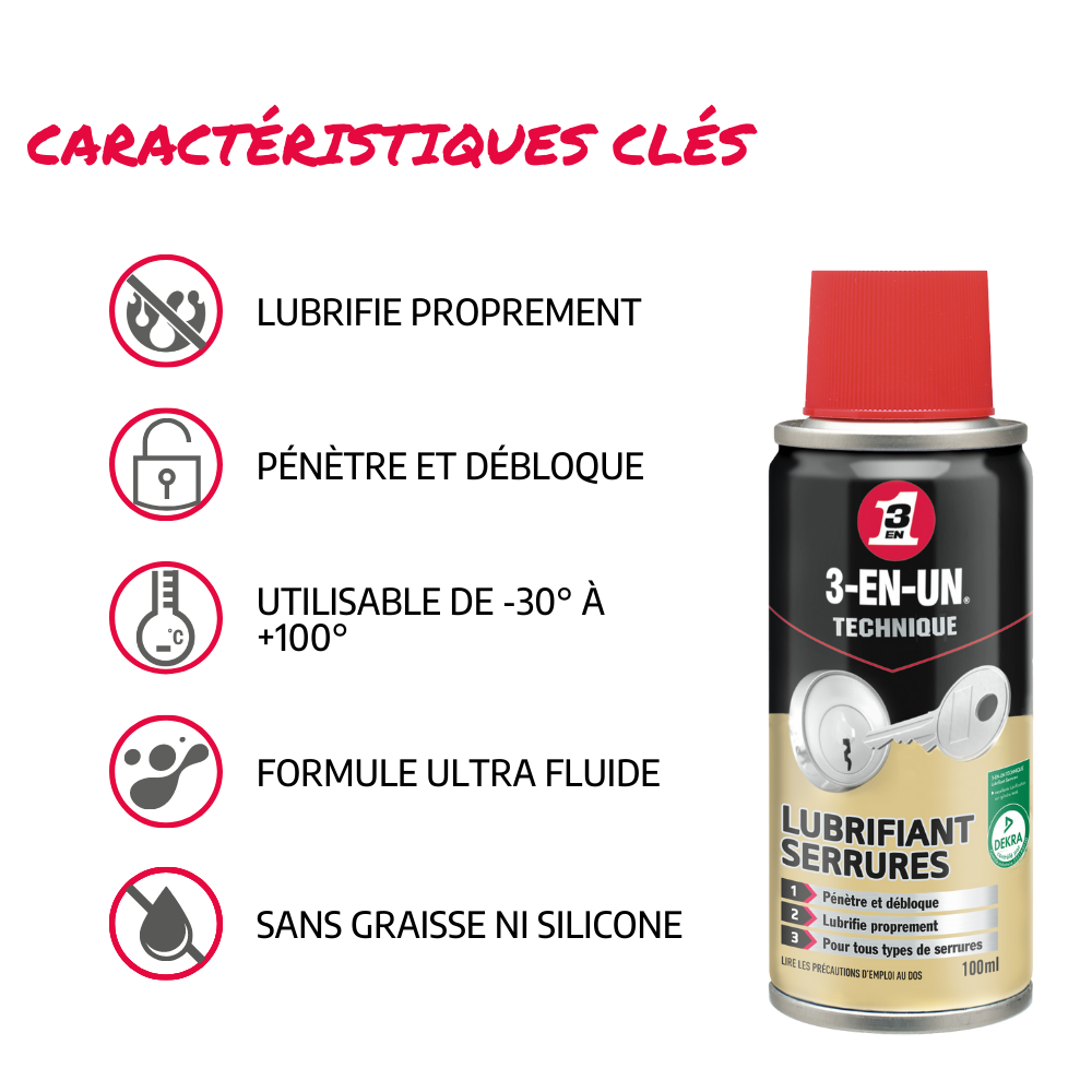 Lubrifiant serrures 100 ml - 3-EN-UN - 3