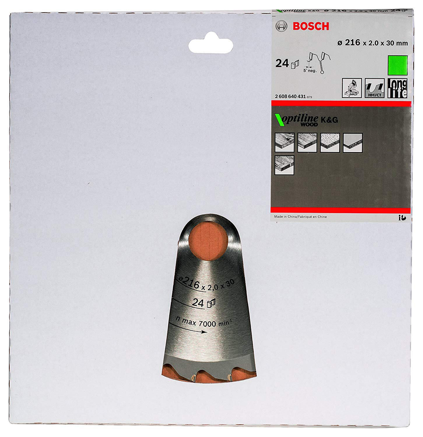 Lame de scie circulaire Optiline 216 x 30 x 2mm 24 dents - 2608640431 BOSCH - 5