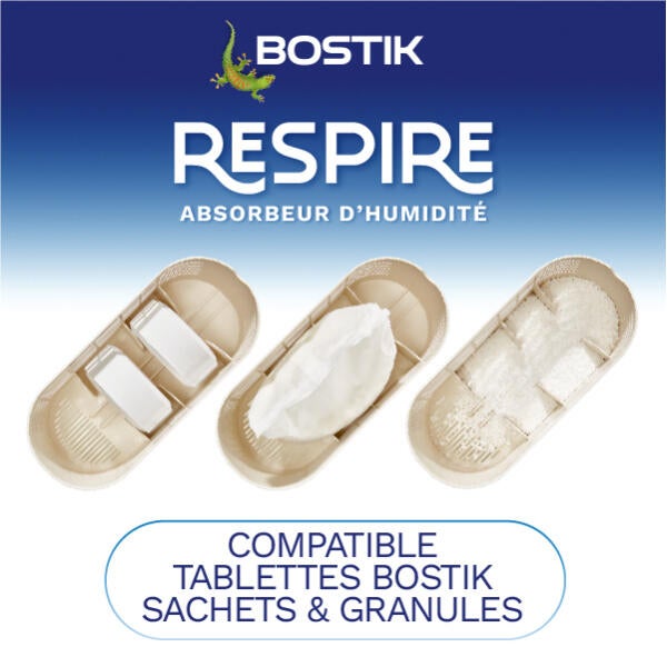 Absorbeur d'humidité + 2 recharges jusqu'à 25m² Respire - BOSTIK - 2