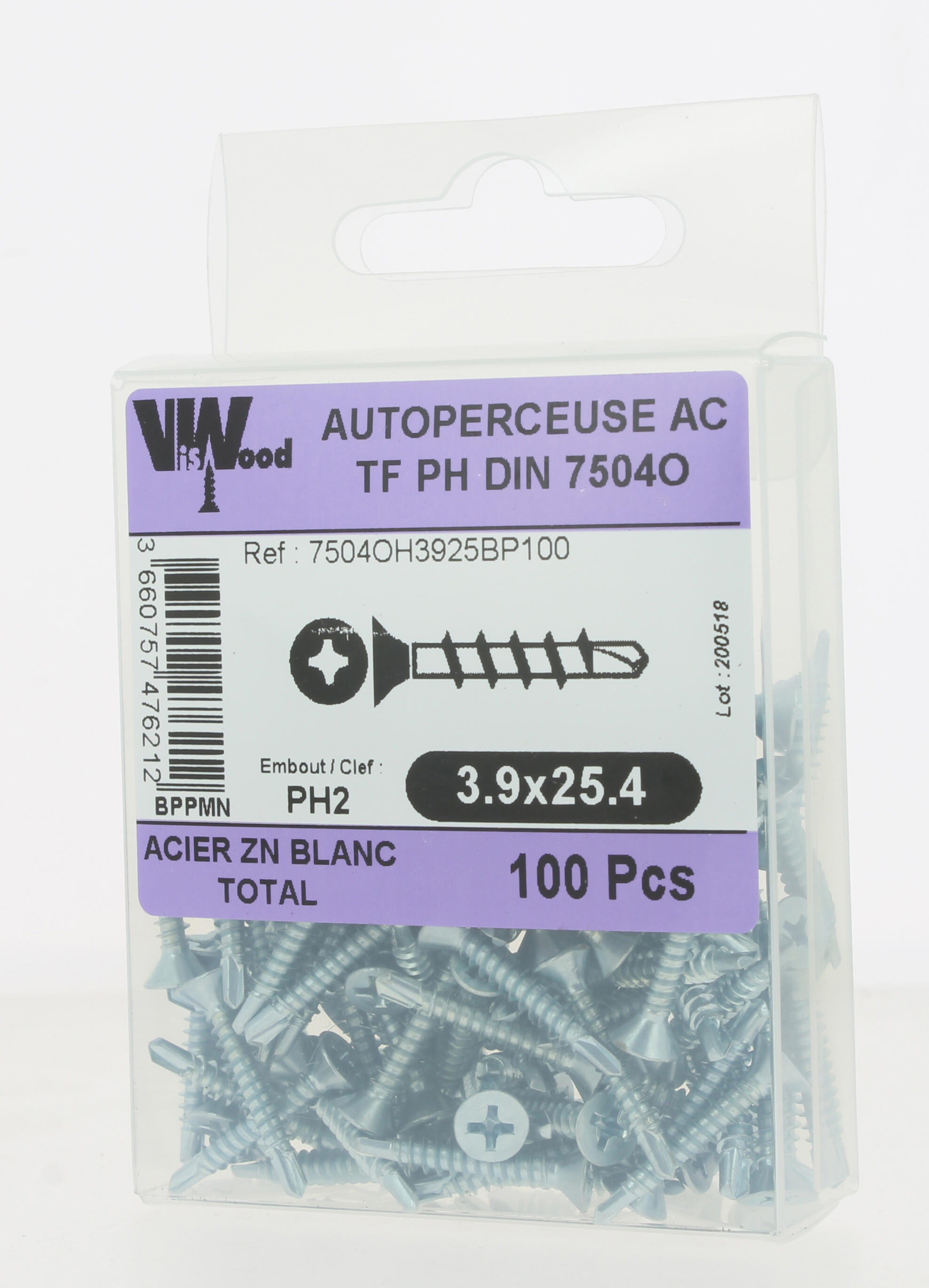 Vis autoforeuse Diam. 3,9 x 25 ,4 mm Boîte de 100 - VISWOOD - 3