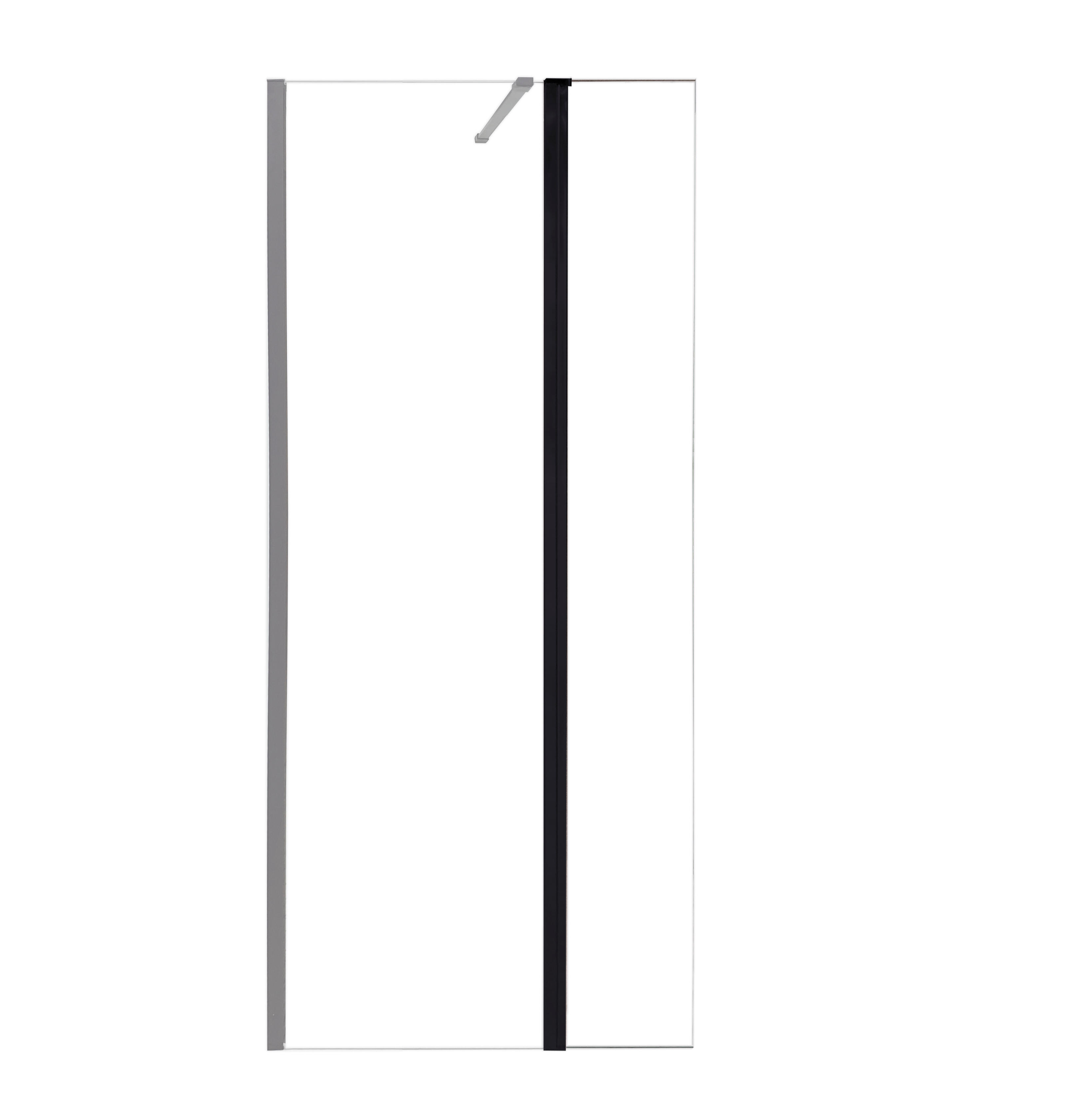 Déflecteur de douche pivotant noir L.40 x H.200 cm verre trempé transparent Ep.8 mm - Antibes - 2