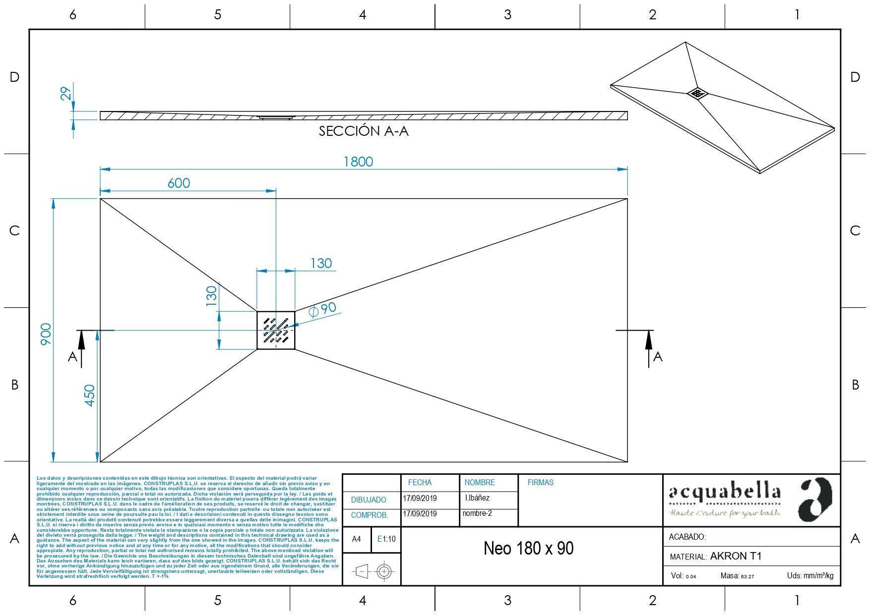 Receveur de douche extra-plat L.180 x l.90 cm Ep.2,9 cm résine blanc Senstures - 2