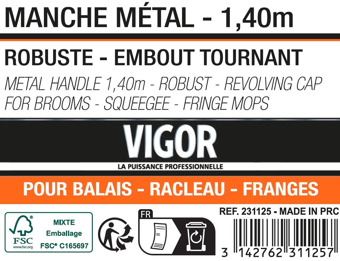 Manche en métal embout tournant long. 1,40 m - VIGOR - 2