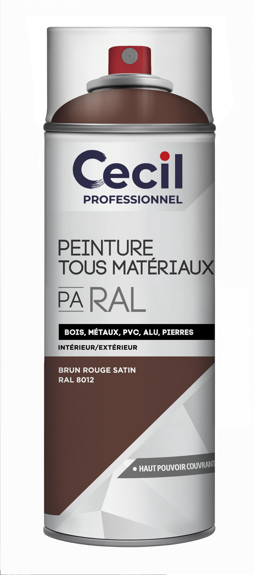Peinture aérosol tous matériaux int/ext brun rouge satin RAL8012 400 ml - CECIL PRO - 2
