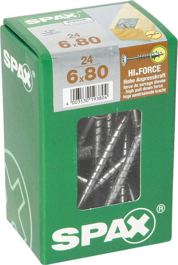 Vis bois Diam. 6 x 80 mm Boîte de 100 - SPAX