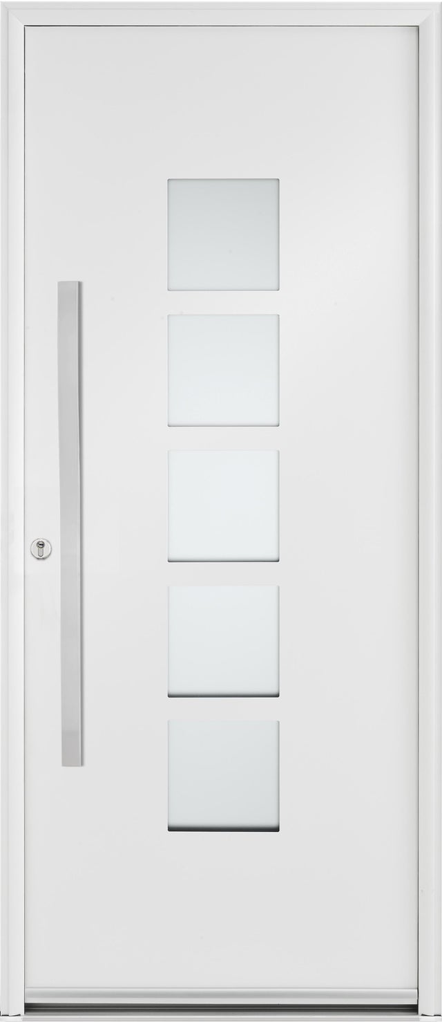 Porte d'entrée aluminium blanche poussant droit H.215 x l.90 cm Fuji