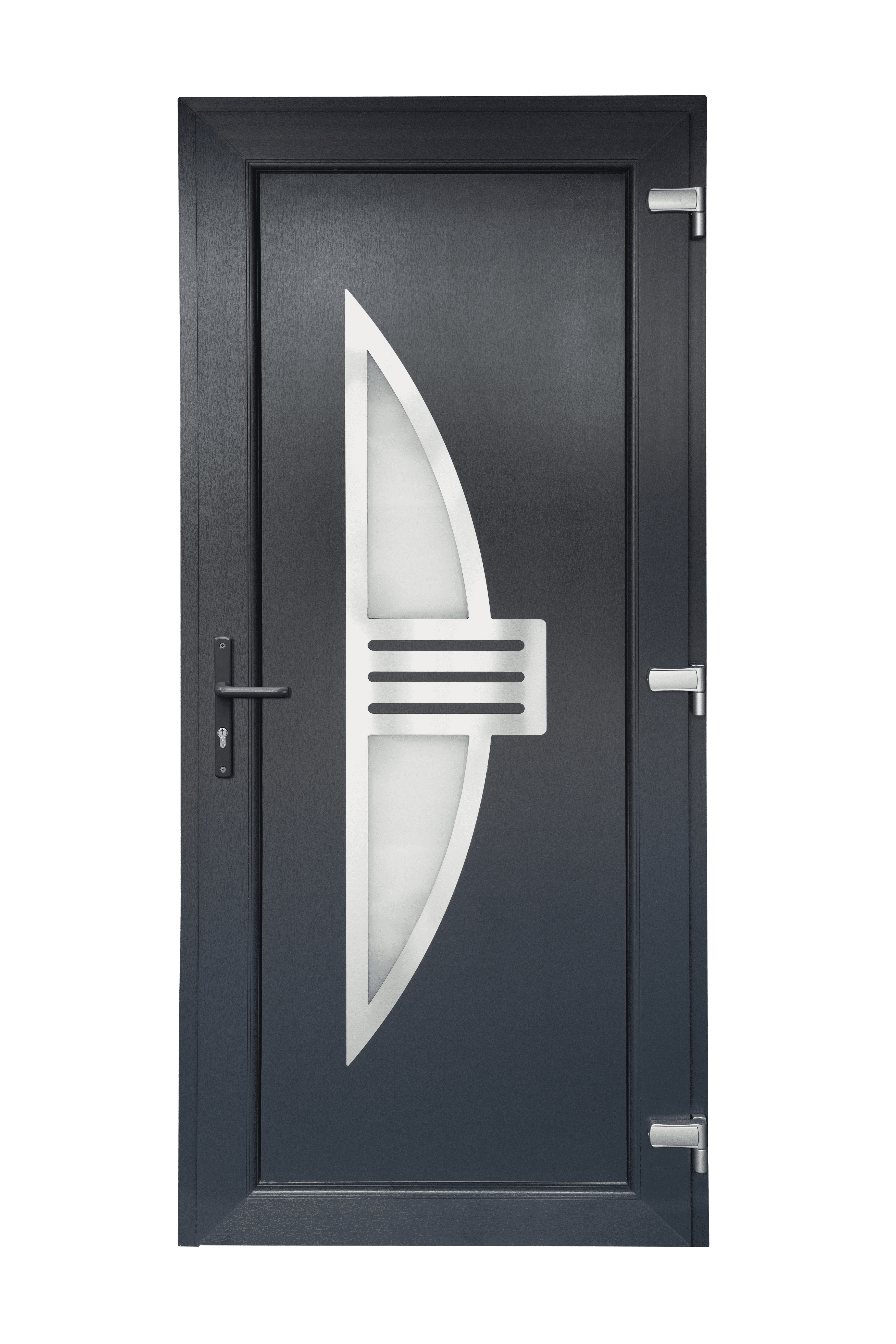 Porte d'entrée PVC gris poussant gauche H.215 x l.90 cm Neptune - 4
