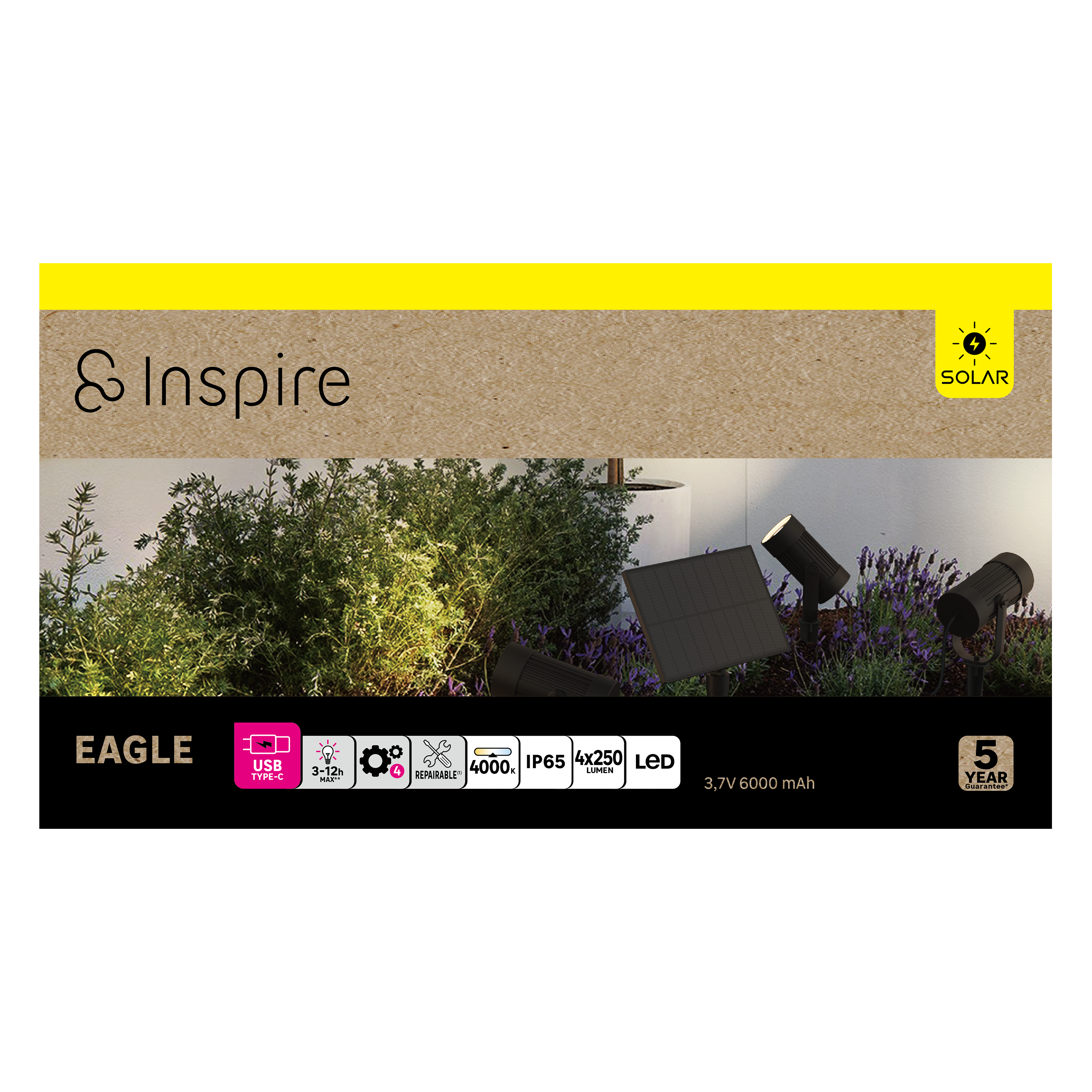 4 Projetores solar Ealge IP65 250lm 4000K Inspire - 9