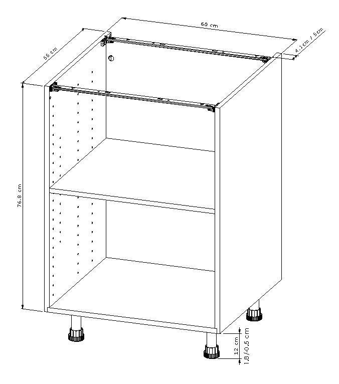 Caisson bas de cuisine l.60 x H.76,80 x P.56 cm Blanc - 2