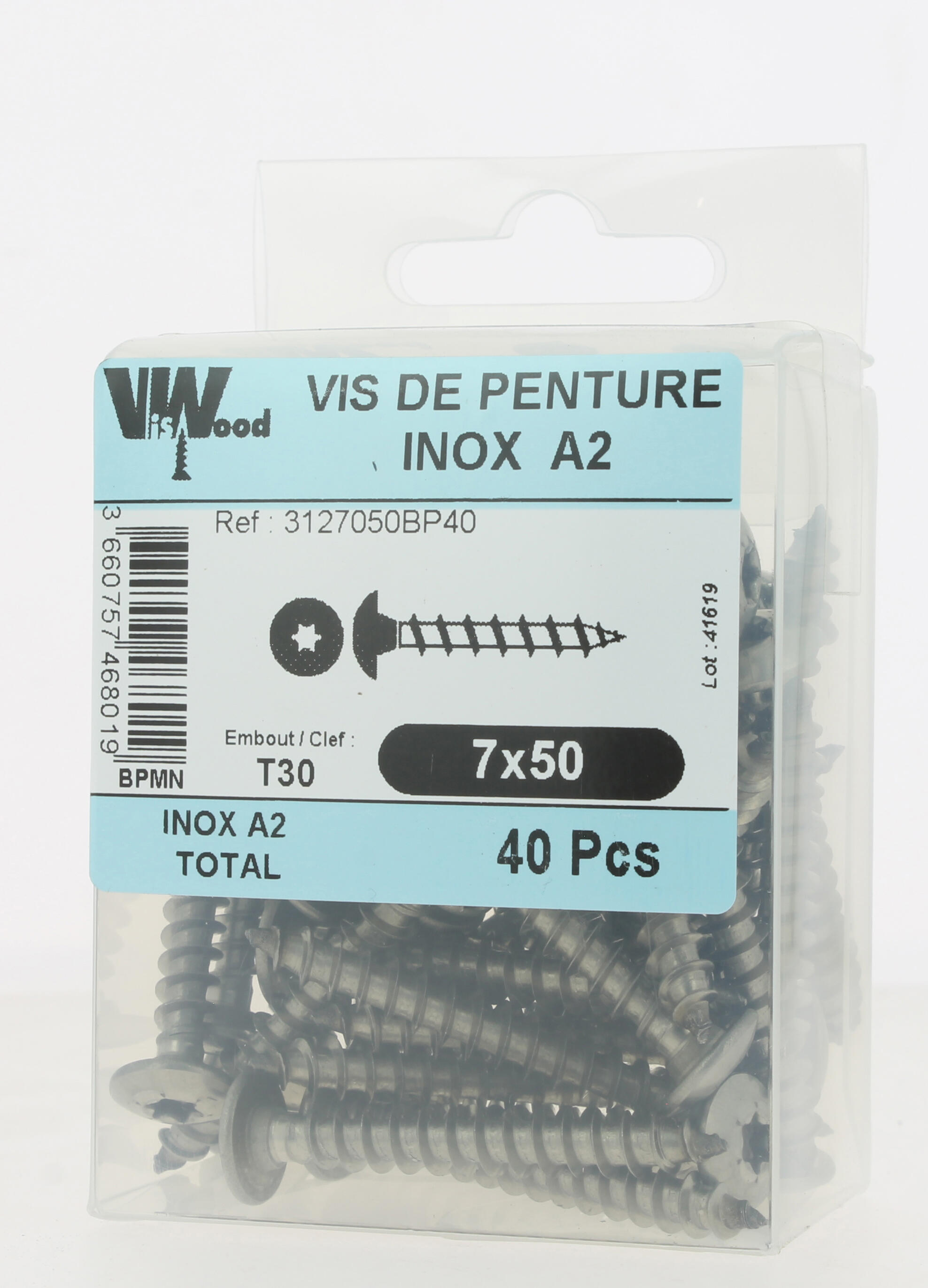 Vis penture inox A2 Diam. 7 x 50 mm Boîte de 40 - VISWOOD - 2