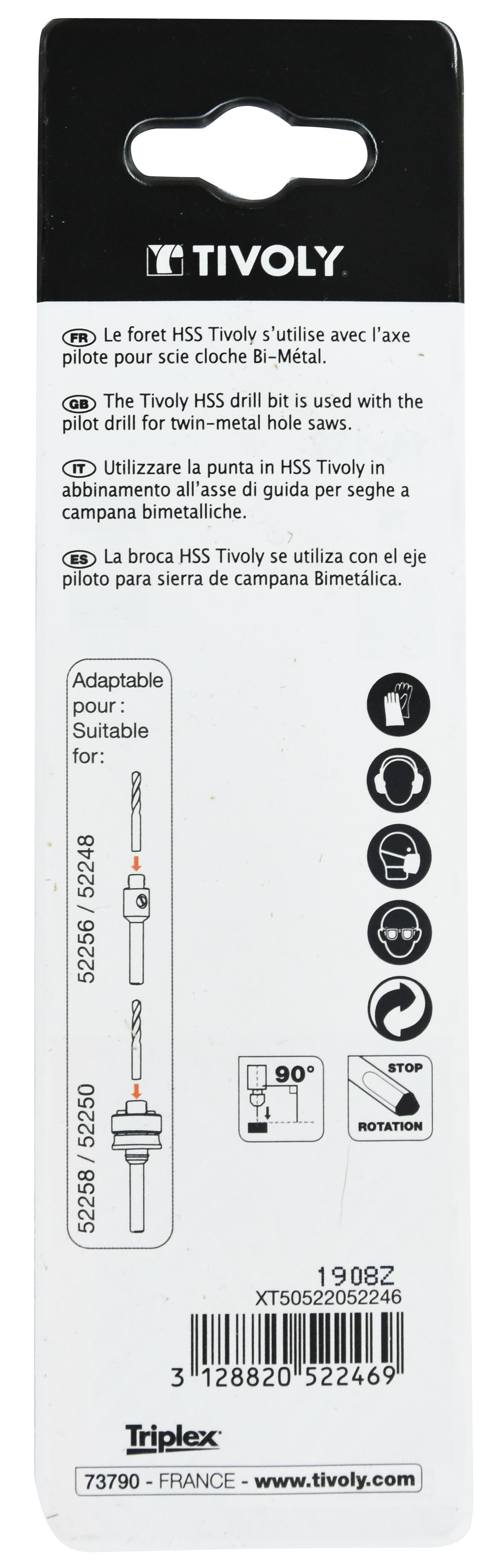 Foret centreur HSS pour pilote scie cloche BiM Cobalt XT50522052246 - TIVOLY  - 3