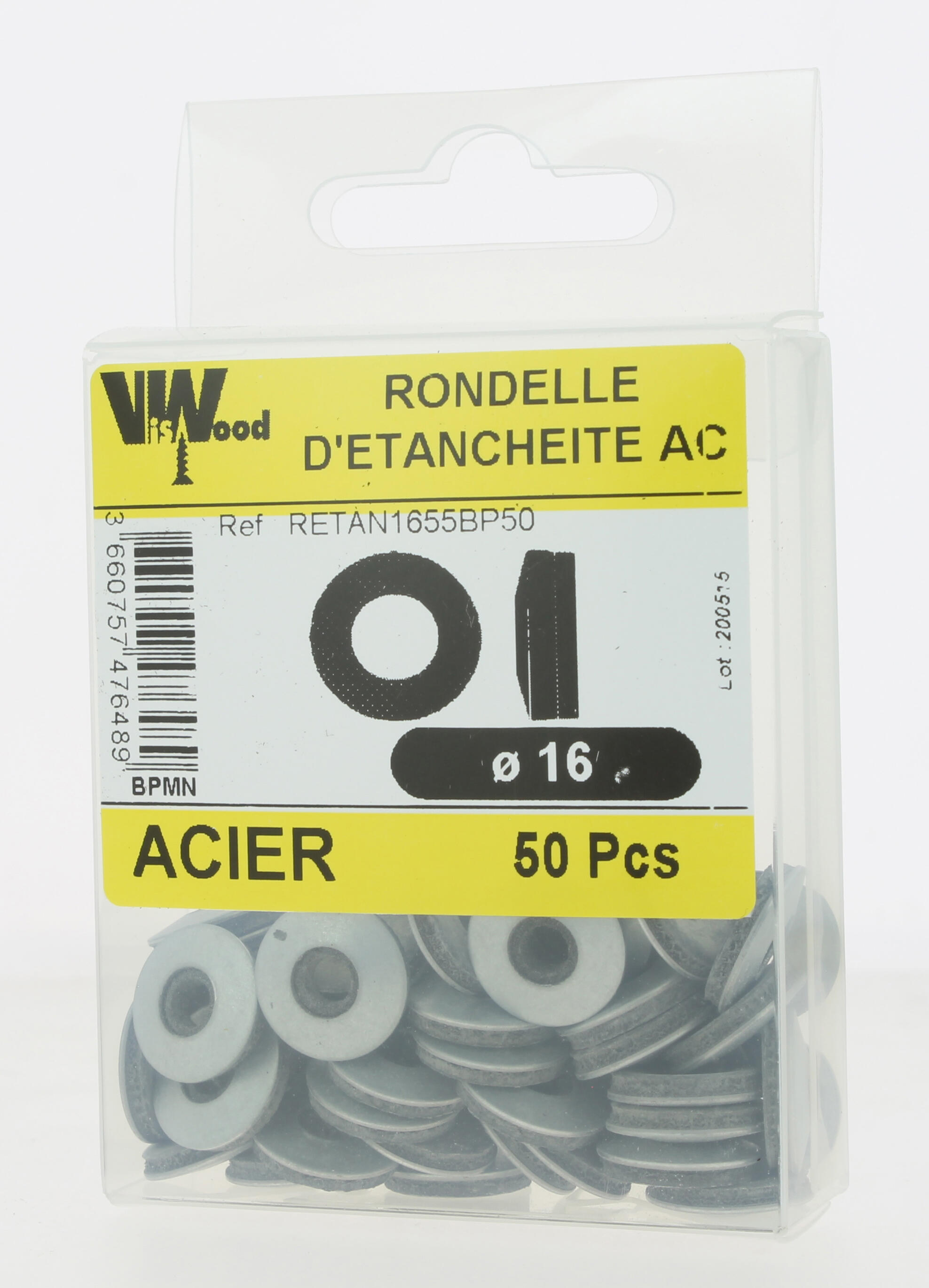 Rondelles d'étanchéité acier zingué blanc Diam. 16 x 5,5 / 6,3 mm Boîte de 50 - VISWOOD - 2