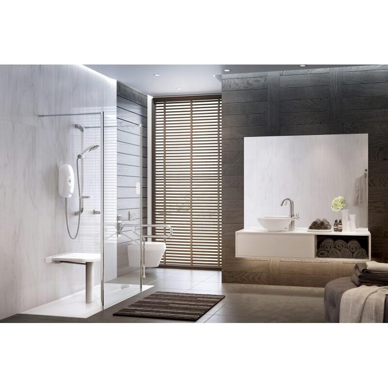 Siège de douche relevable assise pleine blanc Onyx - AKW - 3