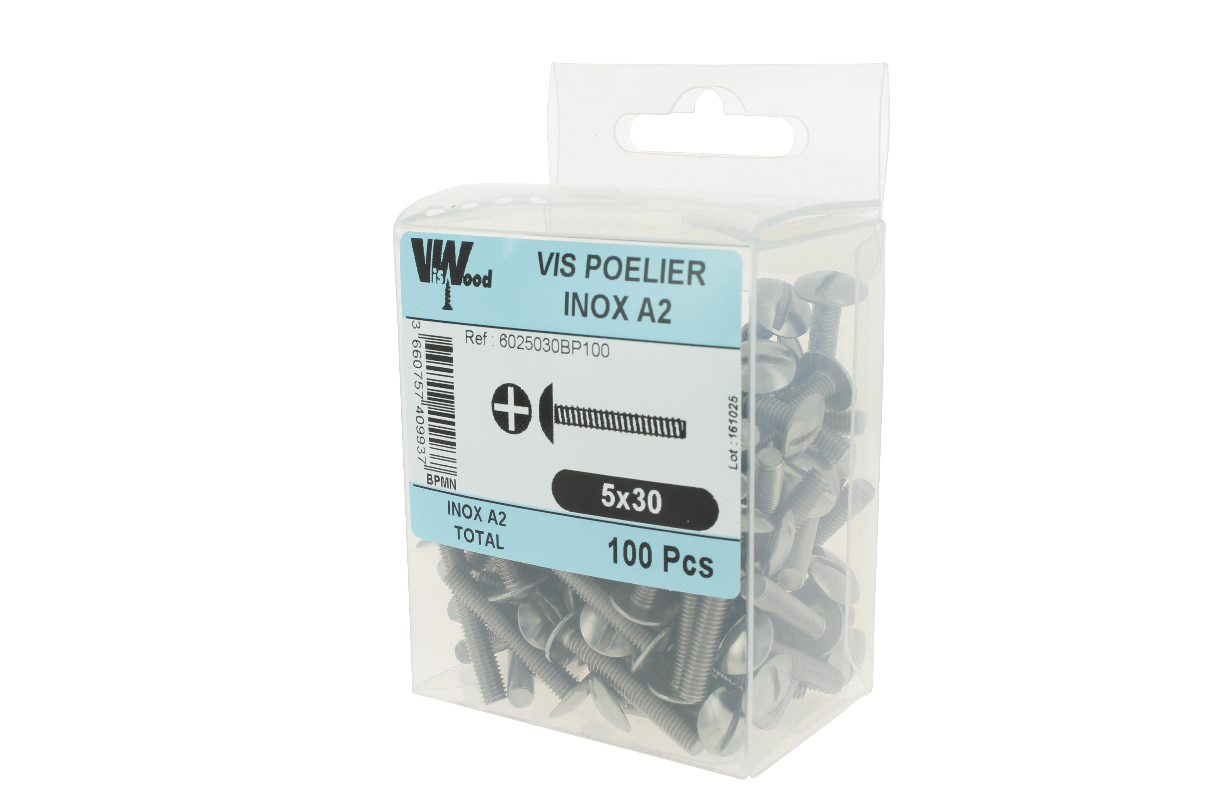 Vis poêlier inox A2 Diam. 5 x 30 mm Boîte de 100 - VISWOOD - 2