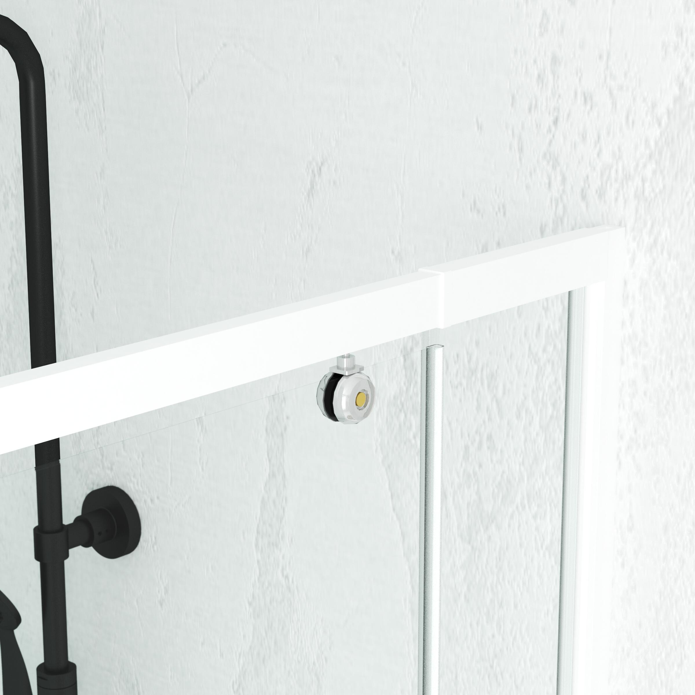Paroi de douche pivotante blanche L.70-80 x H.185 cm verre trempé transparent Ep.5 mm - Spot - 4