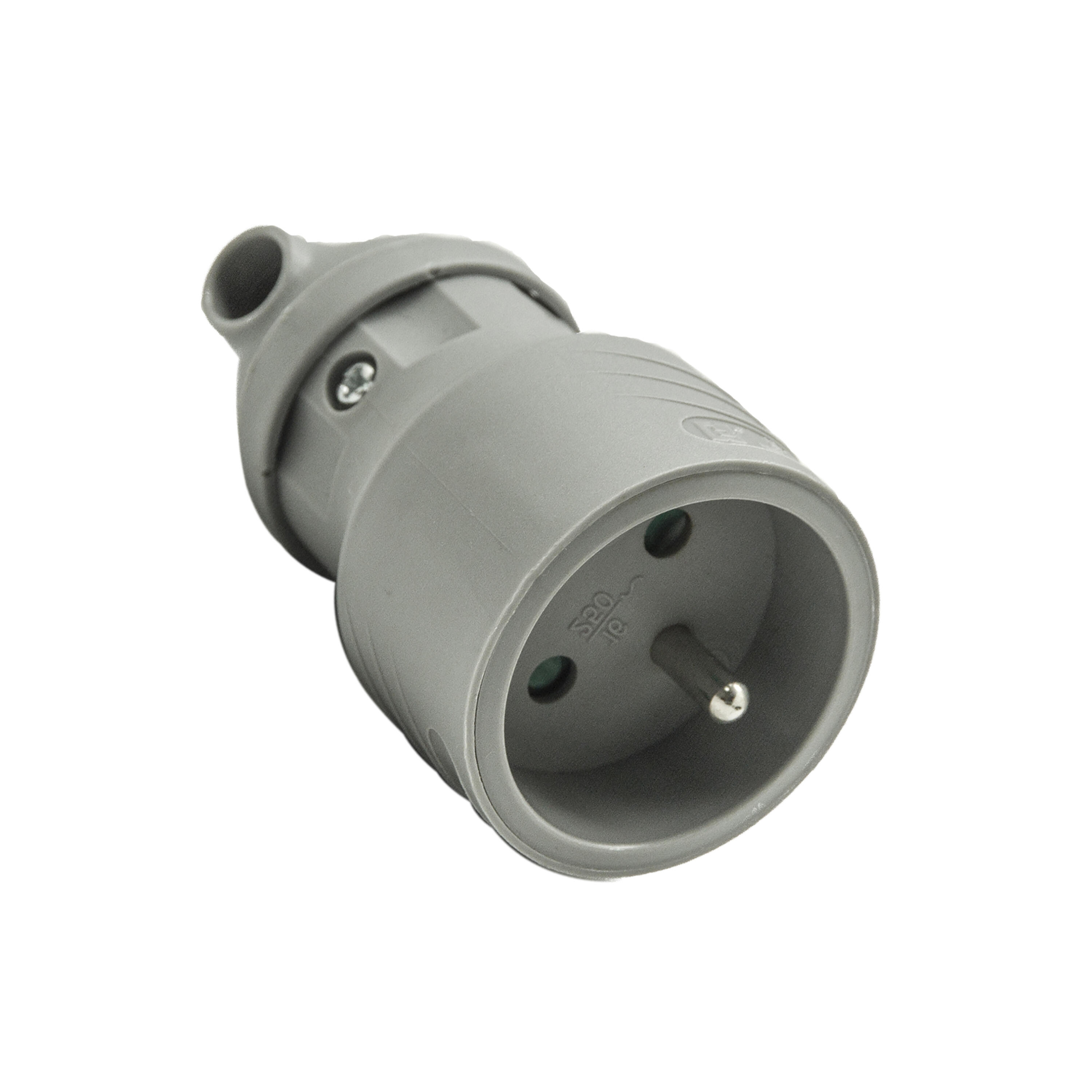 FICHE FEMELLE 2P+T 16A avec anneau GRIS - 5