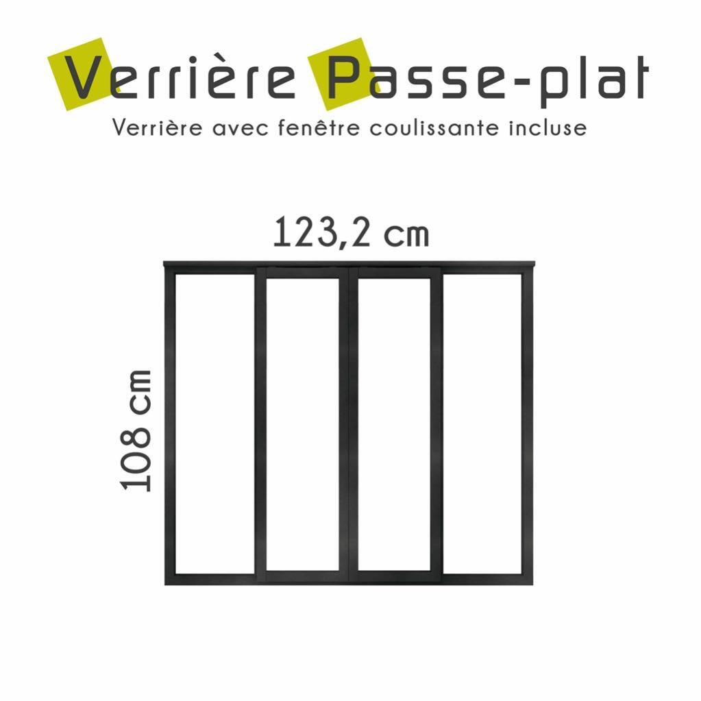 Verrière atelier aluminium coulissante, 4 vitrages inclus H.108 x l.123,20 cm noir sablé - 5