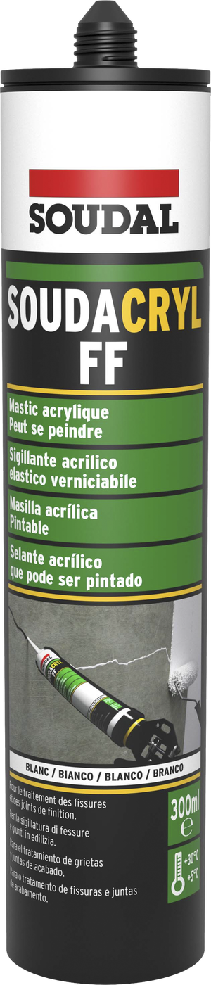 Mastic de rebouchage Soudacryl FF acrylique blanc 300 ml - SOUDAL