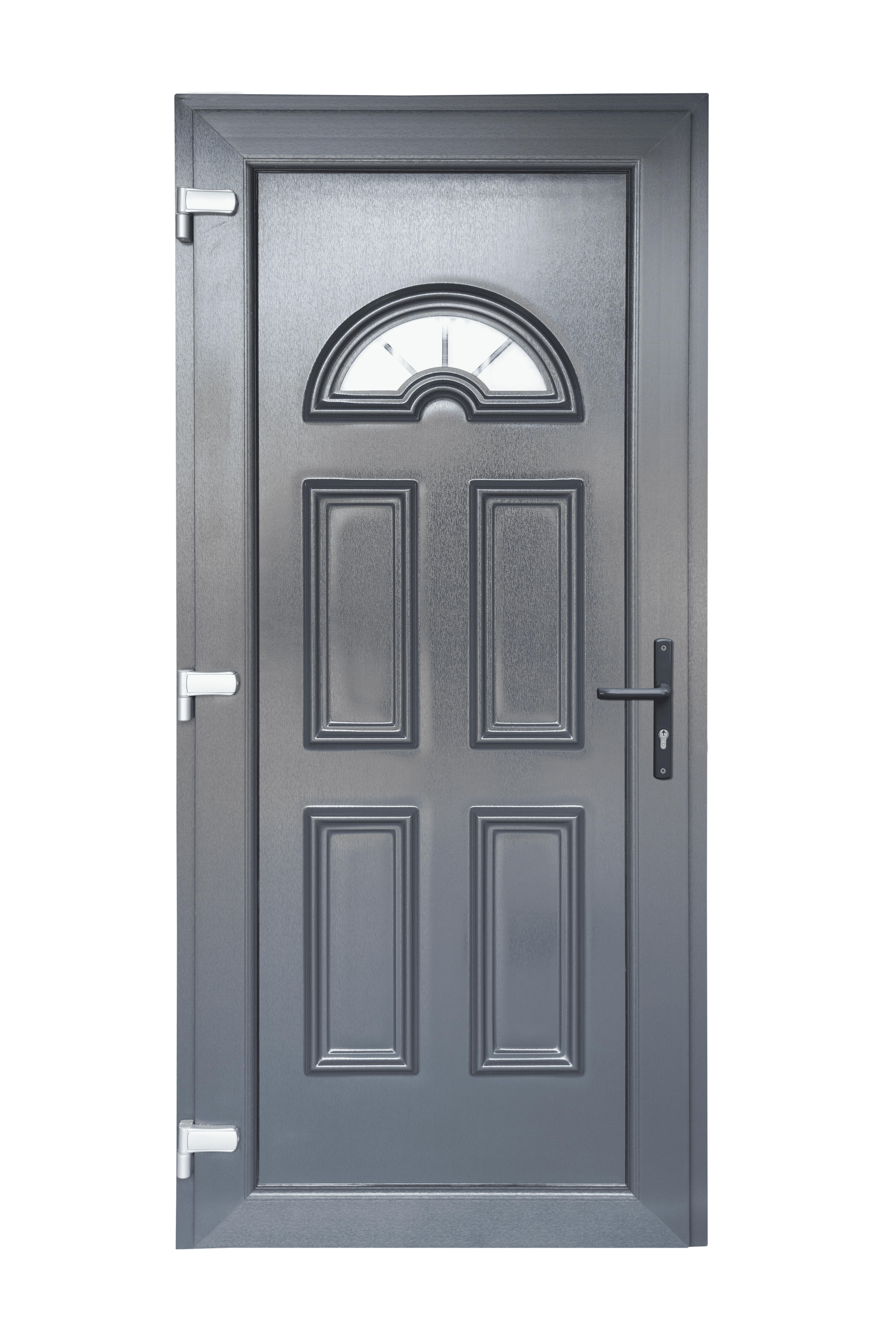 Porte d'entrée PVC grise poussant droit H.215 x l.90 cm Elise - 2