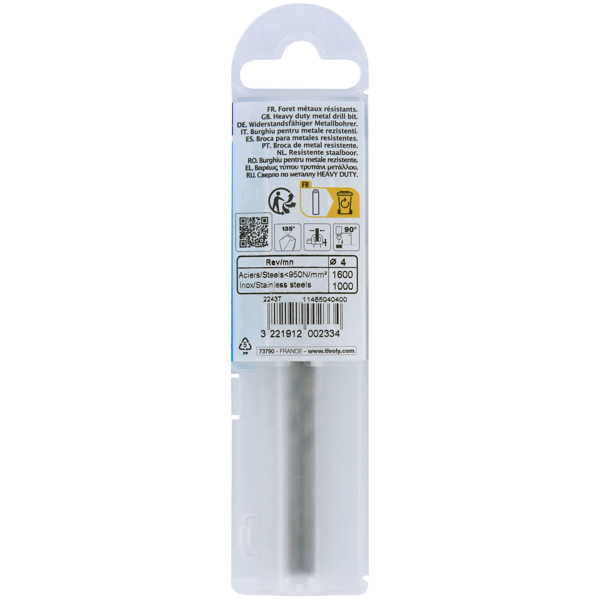 2 forets métaux HSS Cobalt 5% Diam.4 mm L.75 mm - TIVOLY - 4