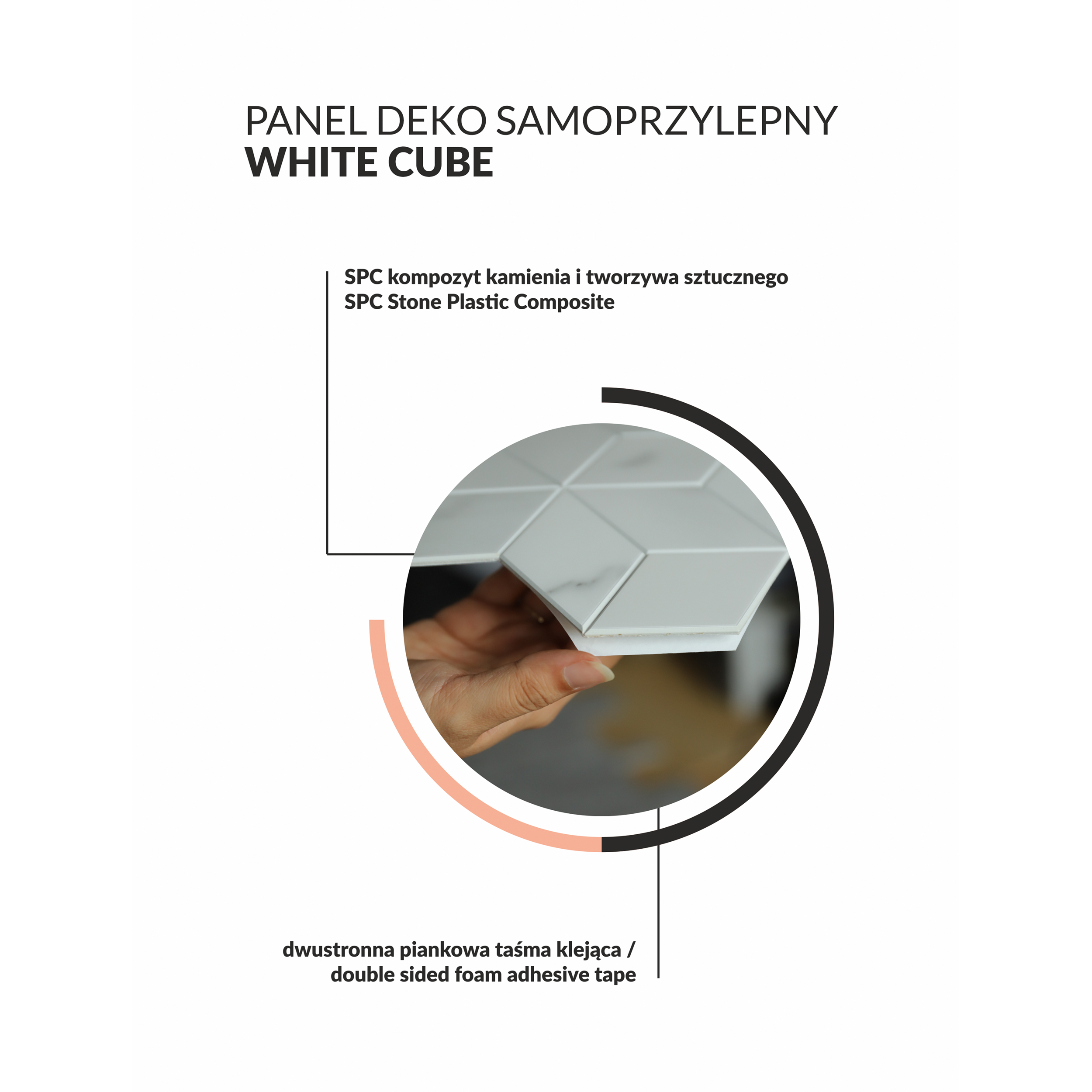 Panele ścienne Deko samoprzylepne PCV White Cube 35x29 cm grubość 3 mm - 4