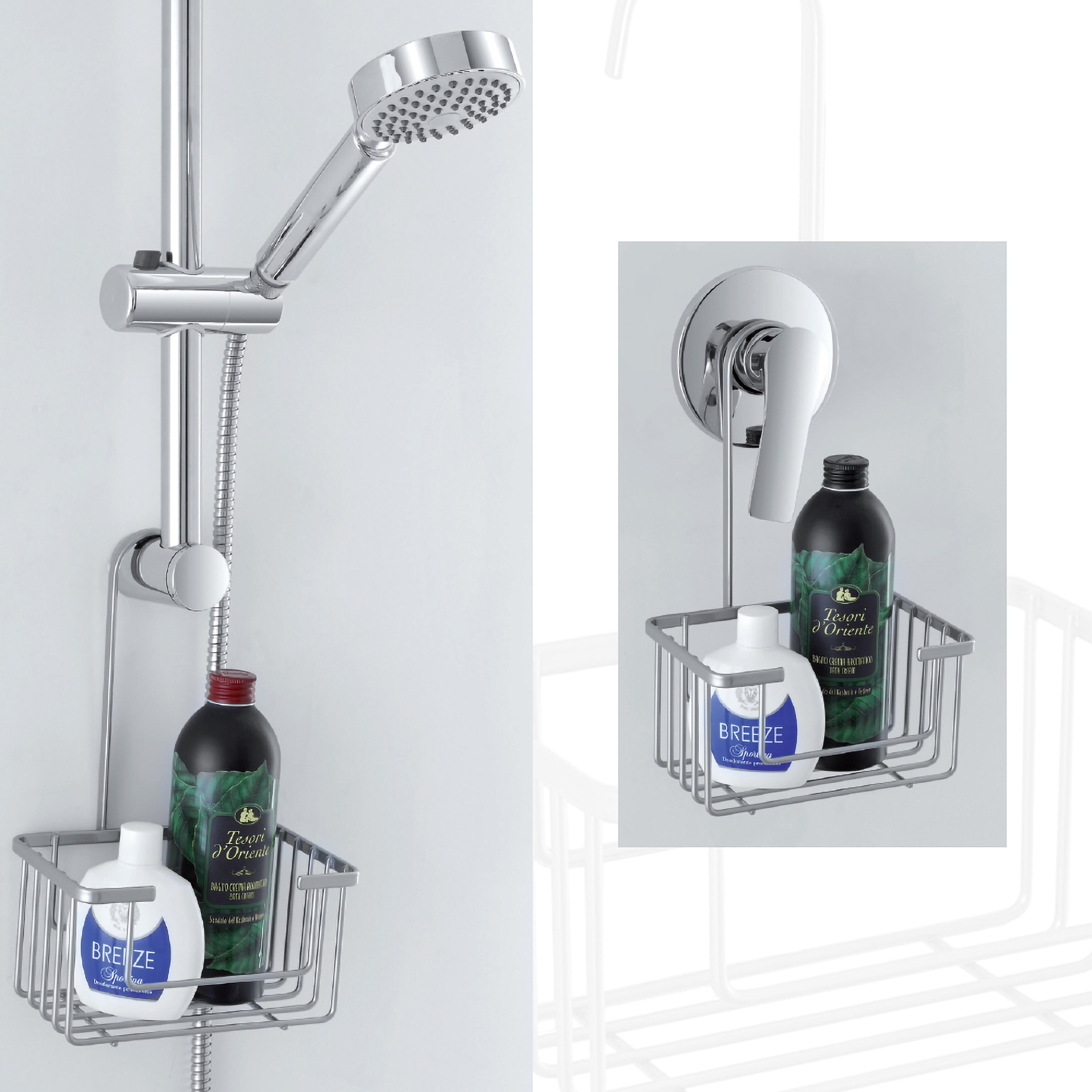 Organizer per doccia per soffione doccia Linda grigio/argento - 2
