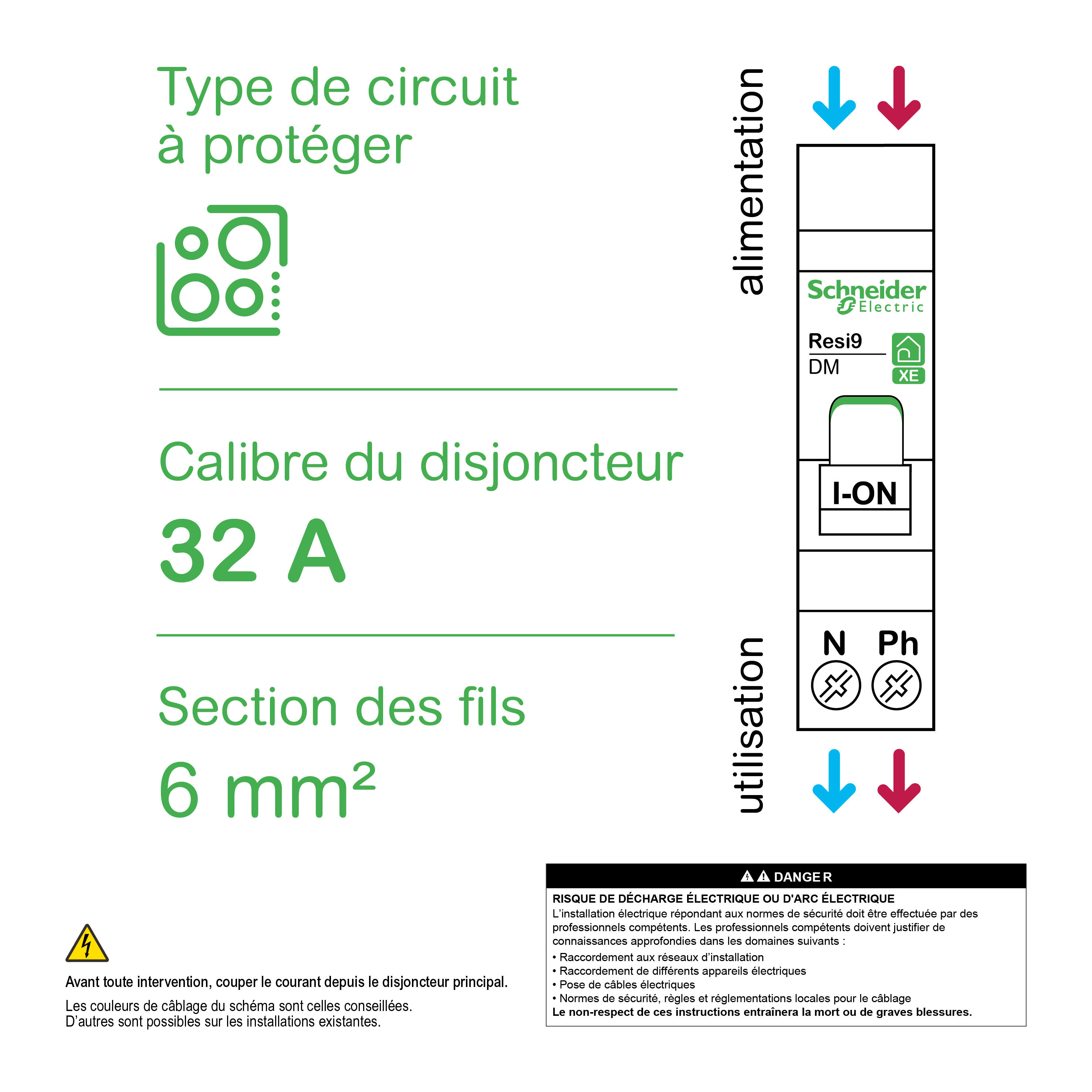 Disjoncteur modulaire 32A Resi9 XP  - SCHNEIDER ELECTRIC - 2
