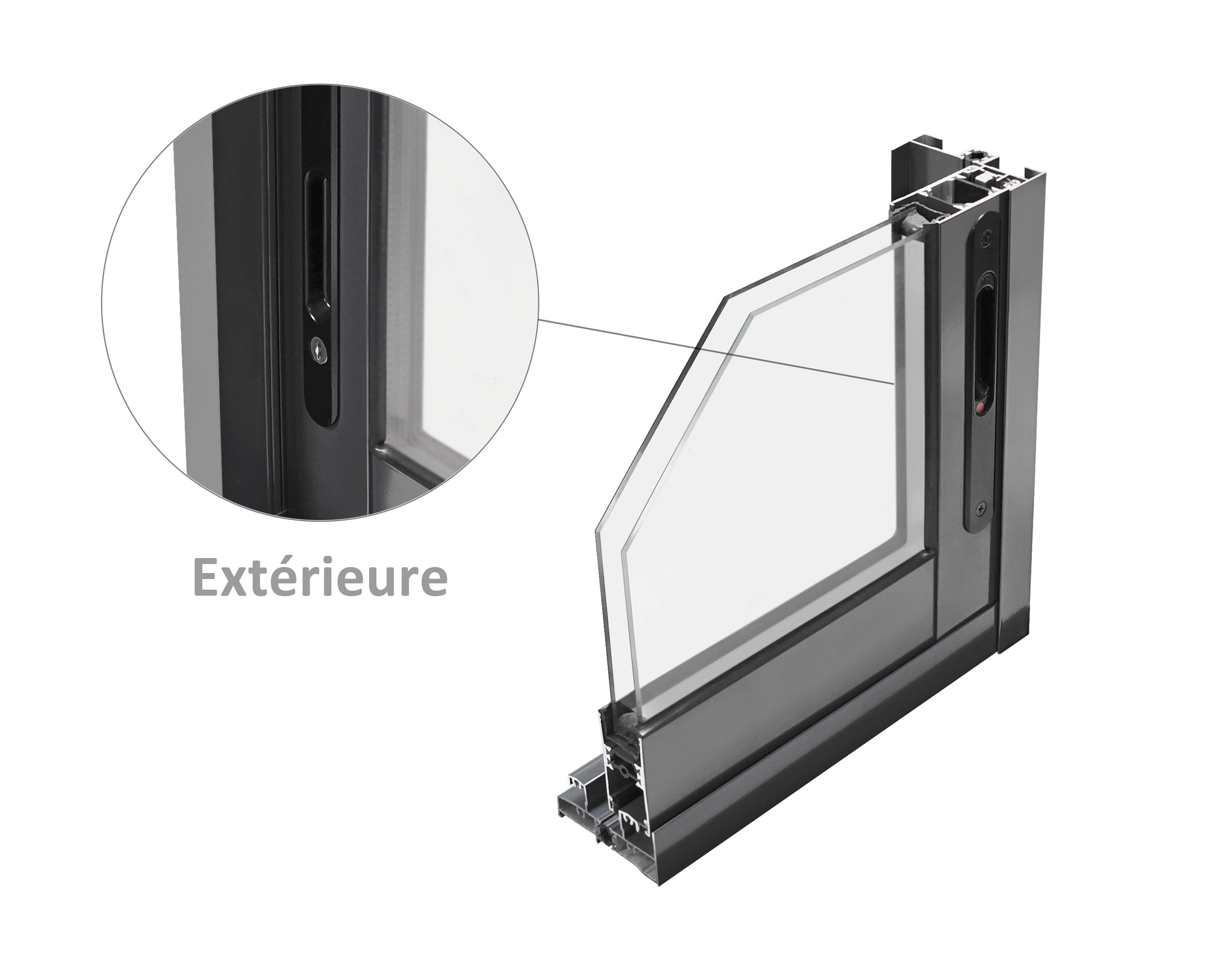 Baie coulissante aluminium H.215 x l.240 cm gris - 5