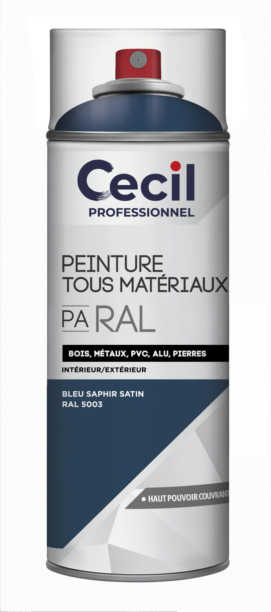 Peinture aérosol tous matériaux int/ext bleu saphir satin RAL5003 400 ml - CECIL PRO - 2