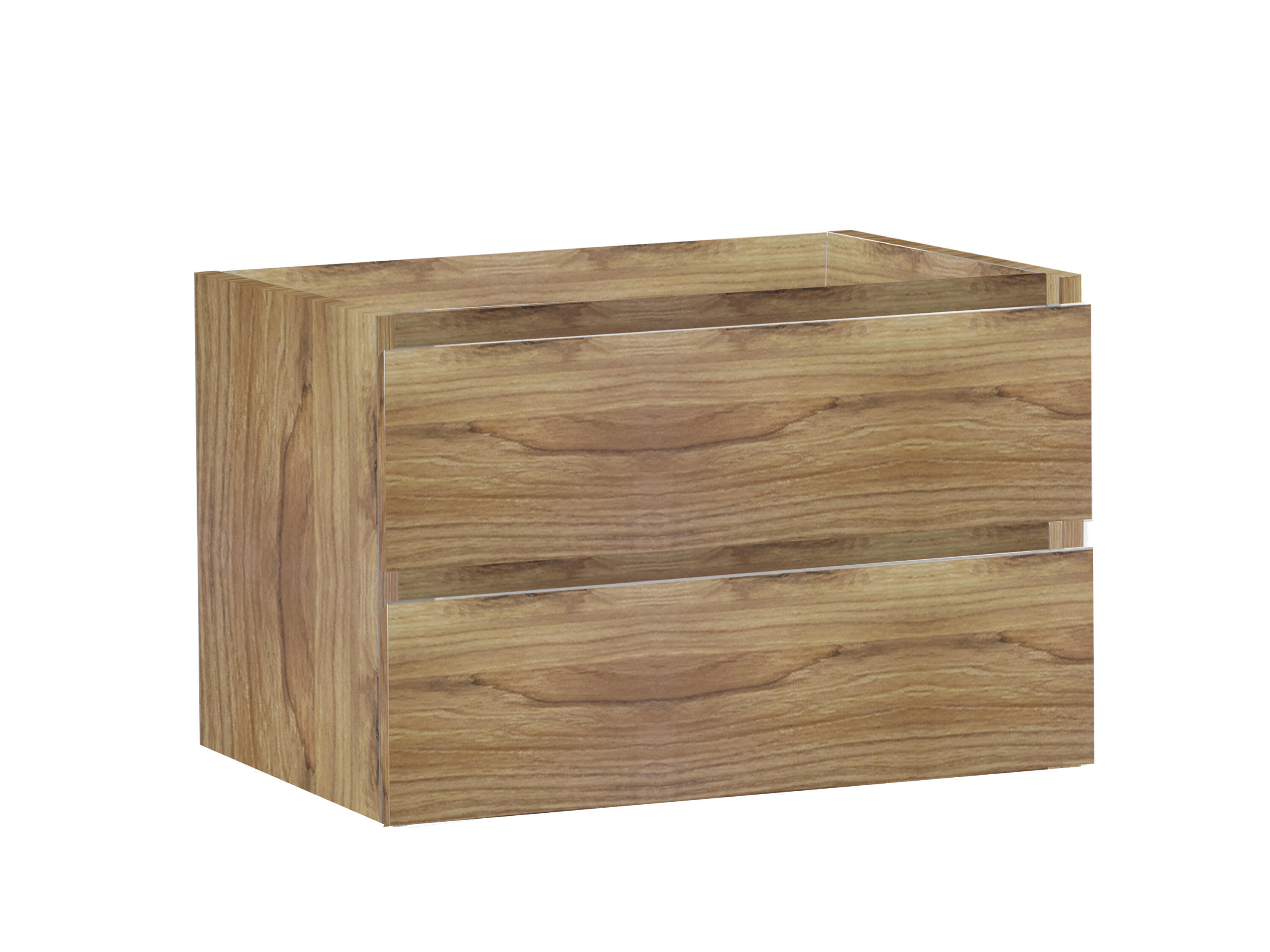 Meuble sous vasque suspendu 2 tiroirs décor chêne miel l.80 x P.45 x H.50 cm - ATLANTIS - 2