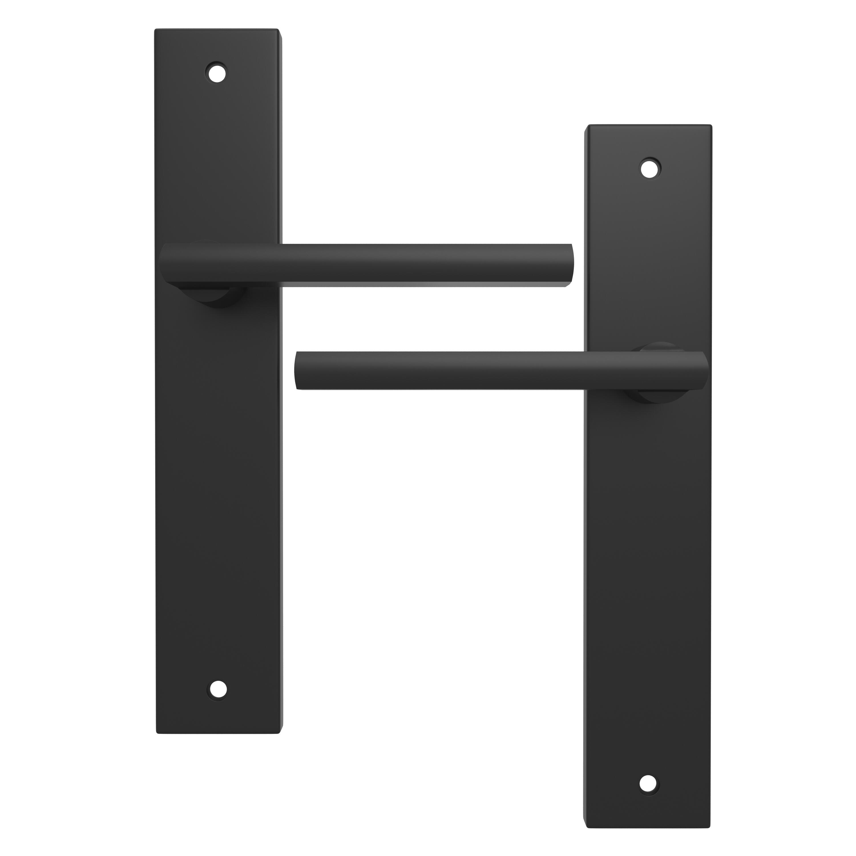 Poignée de porte sur plaque noire entraxe 195 mm bec de cane DAREN x2 - 2