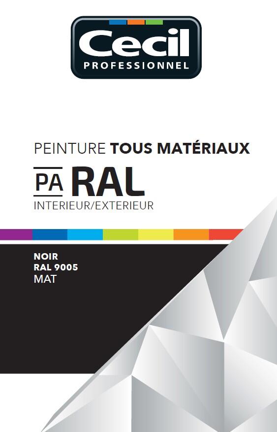 Peinture aérosol tous matériaux int/ext mat noir RAL9005 400 ml - CECIL PRO - 4