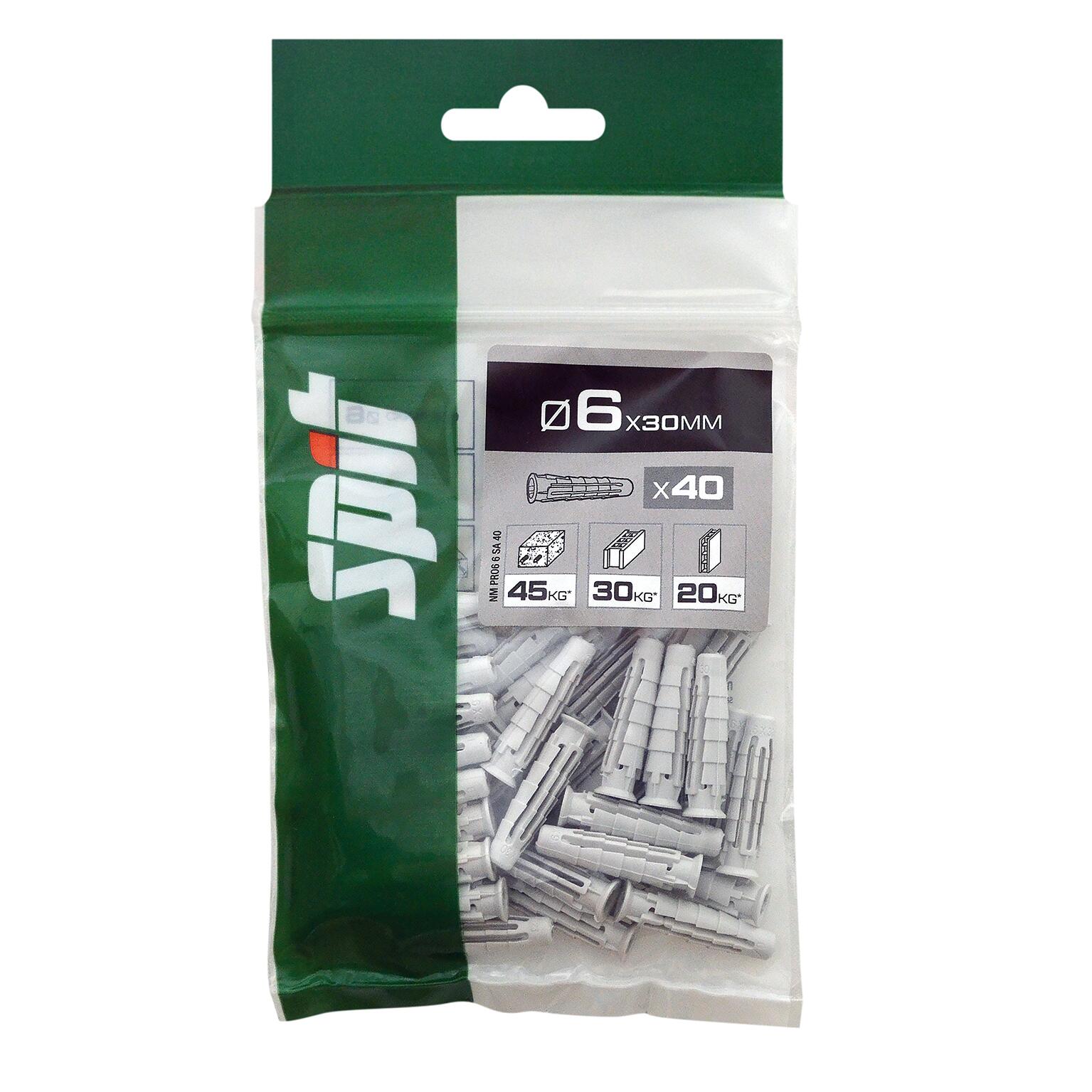 Cheville nylon multi-matériaux Diam.6 mm x 30 mm - SPIT Pro6 (lot de 40) - 2