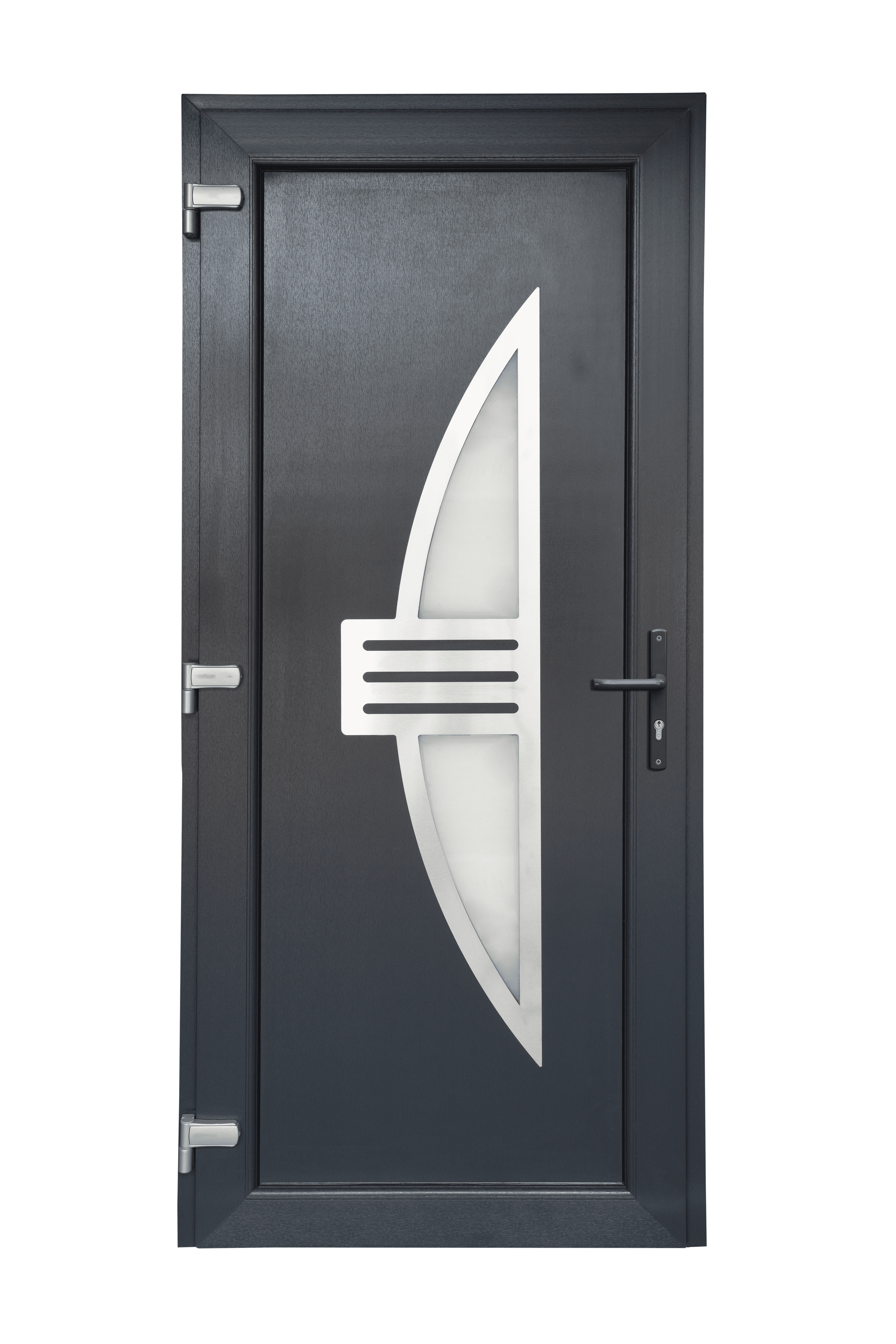 Porte d'entrée PVC gris poussant droit H.215 x l.90 cm Neptune - 2