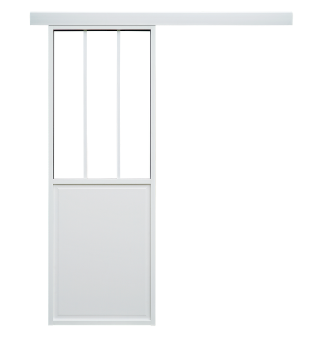 Porte coulissante seule Atelier blanc sablé Larg.83 cm aluminium extrudé 