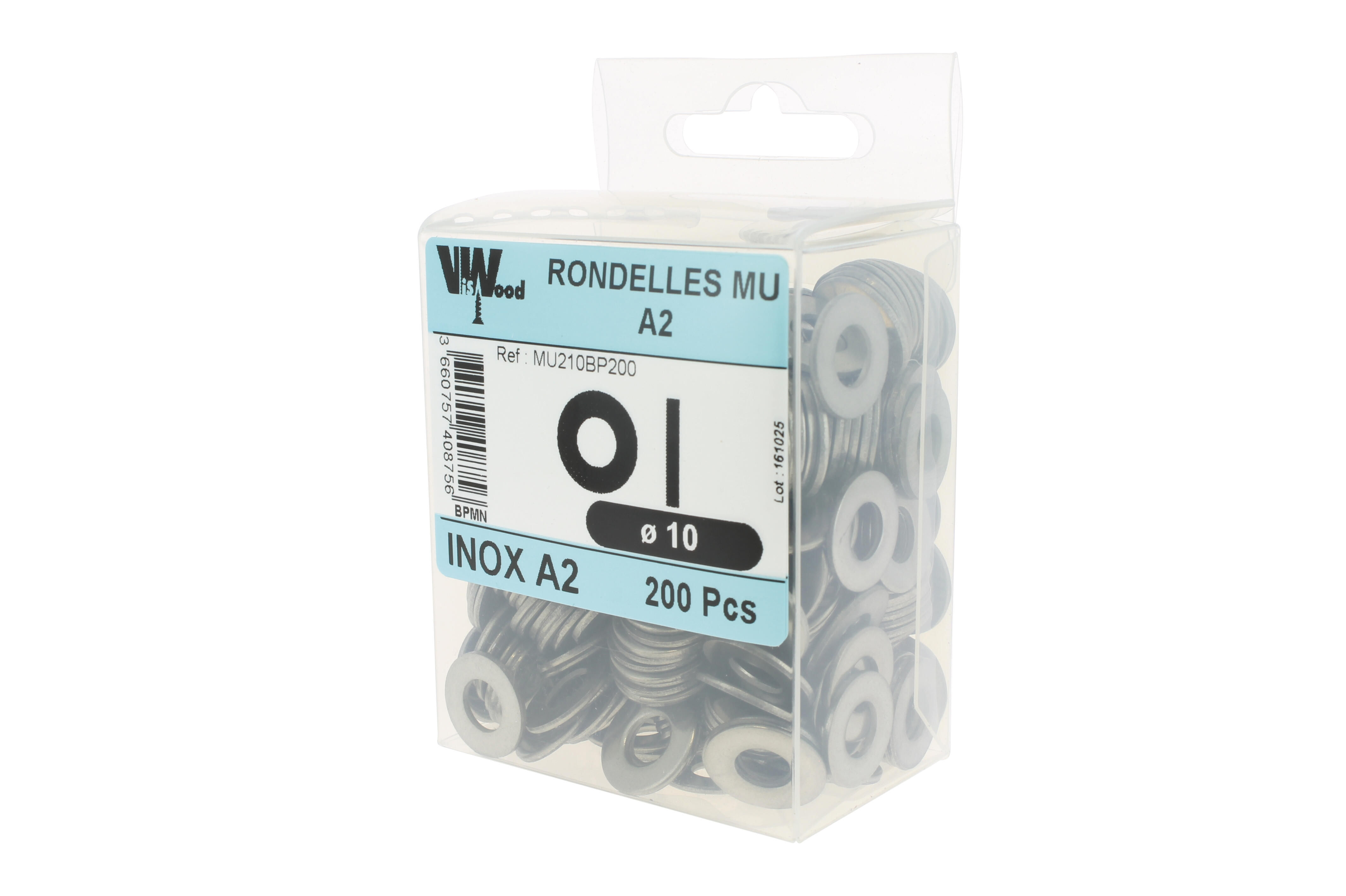 Rondelles moyennes MU inox A2 Diam. 10 x 22 mm Boîte de 200 - VISWOOD - 3