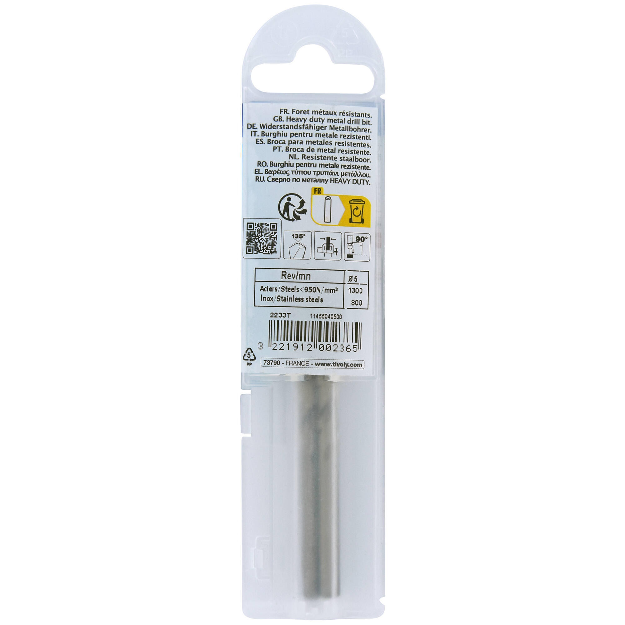 2 forets métaux HSS Cobalt 5% Diam.5 mm L.86 mm - TIVOLY - 4