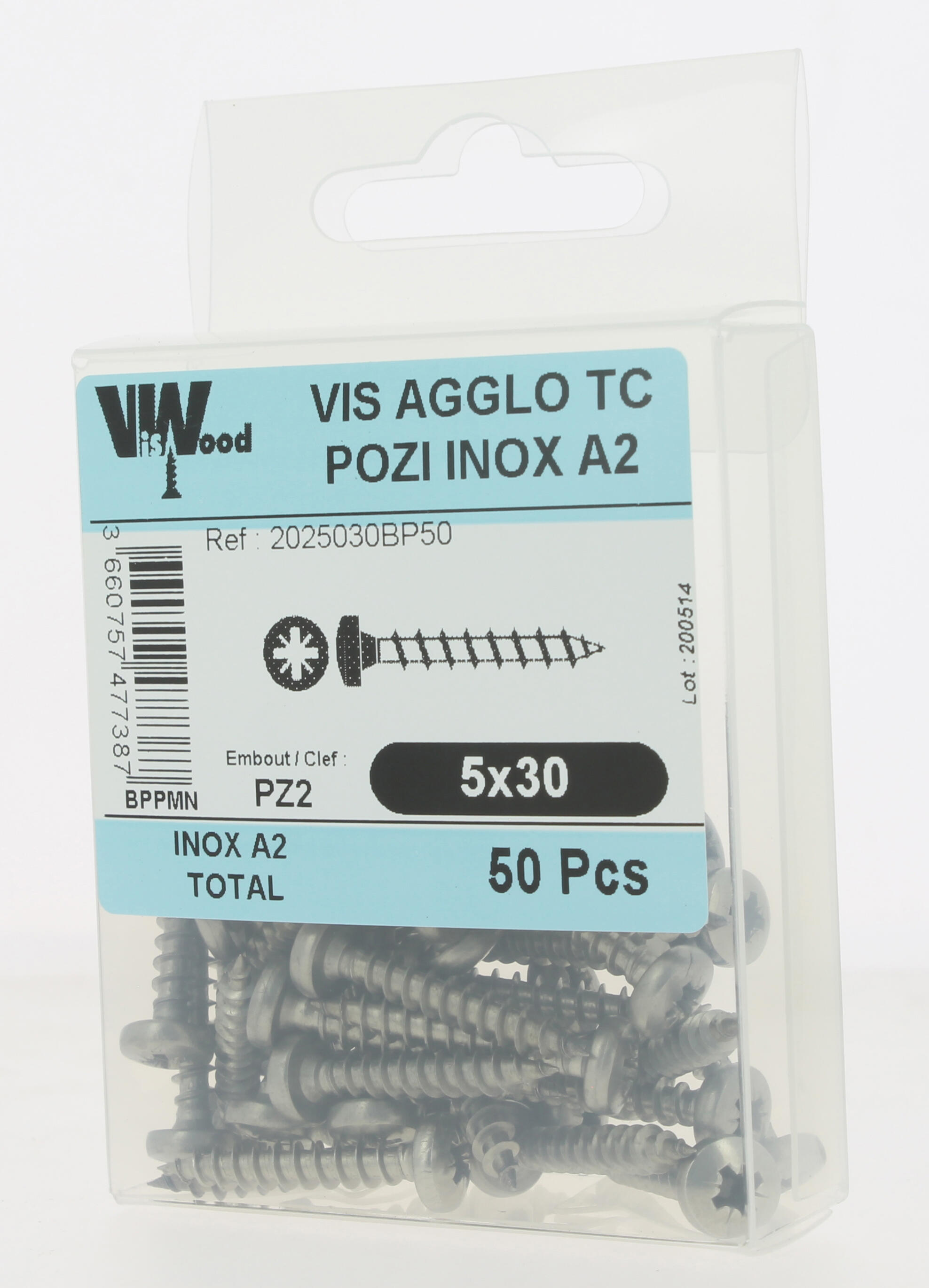 Vis bois inox A2 Diam. 5 x 30 mm Boîte de 50 - VISWOOD - 2