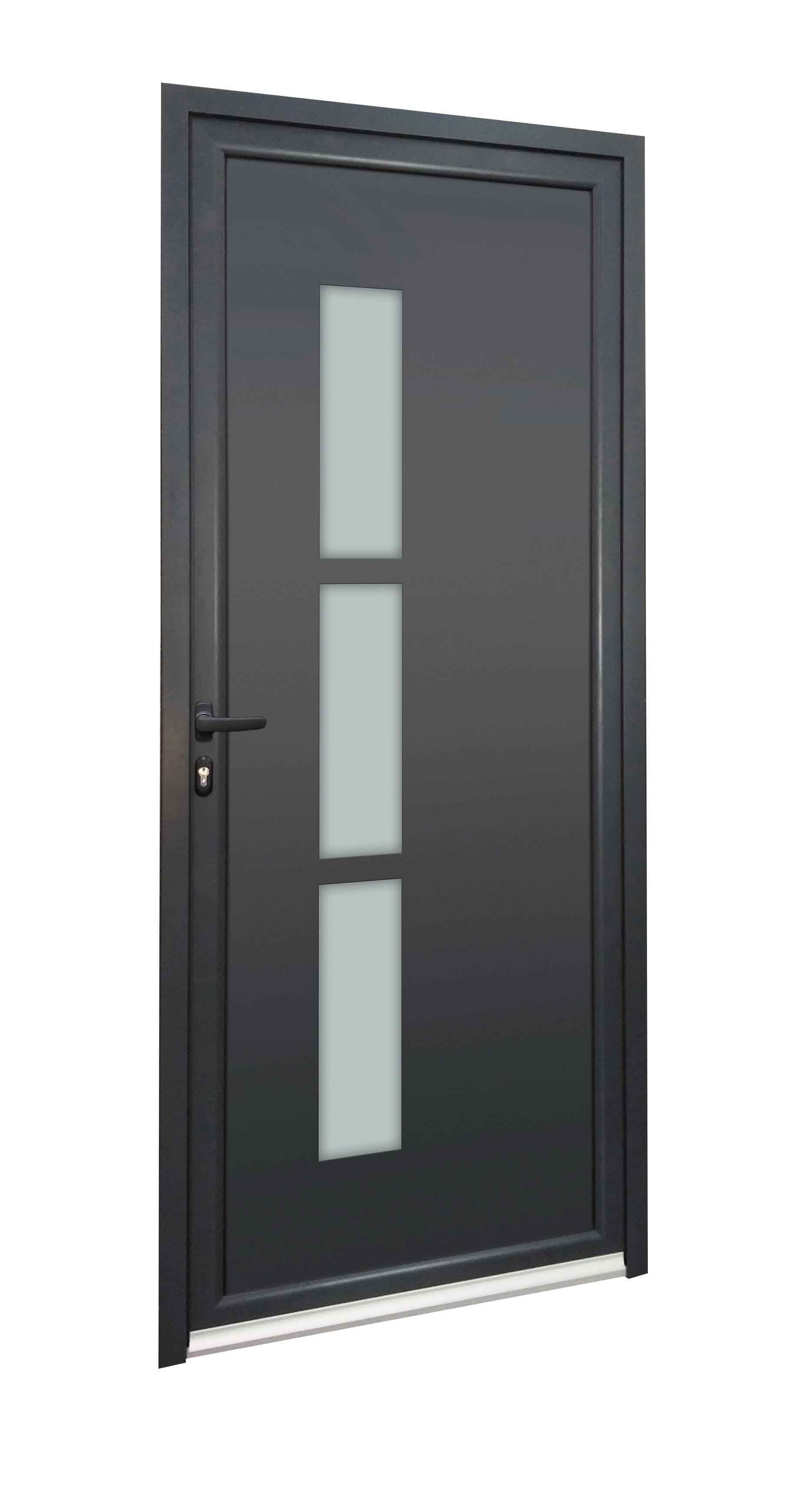 Porte d’entrée aluminium grise poussant gauche H.215 x l.90 cm Capri - 2