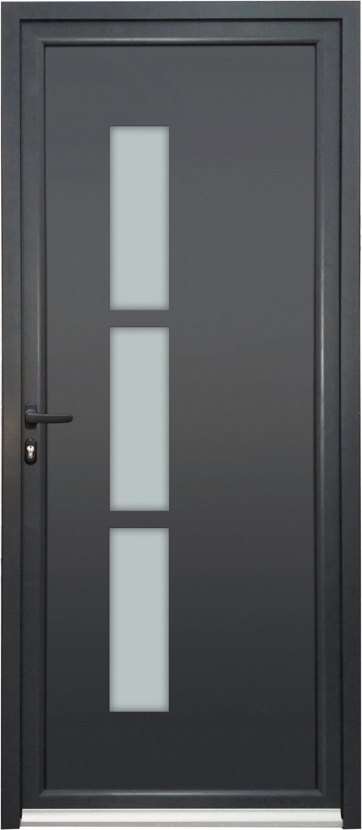 Porte d’entrée aluminium grise poussant gauche H.215 x l.90 cm Capri - 3